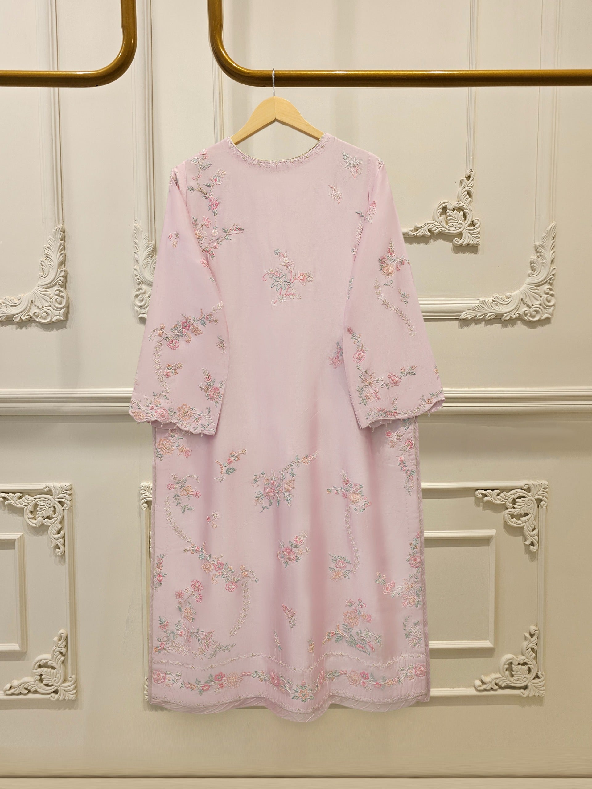 Pure Embroidered Sheesha Silk Shirt S114552