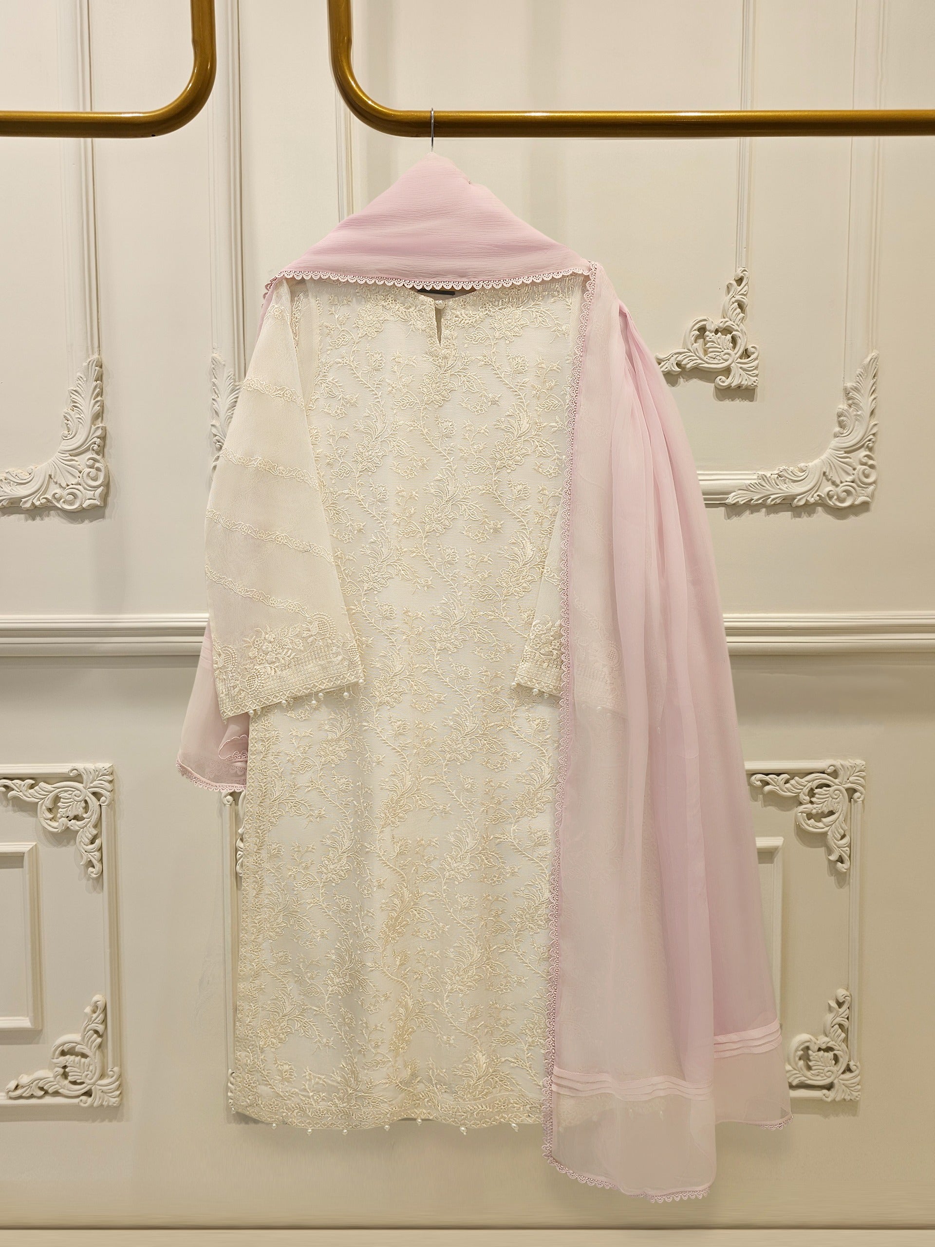 3 Piece - Pure Embroidered Cotton Net Suit S114627