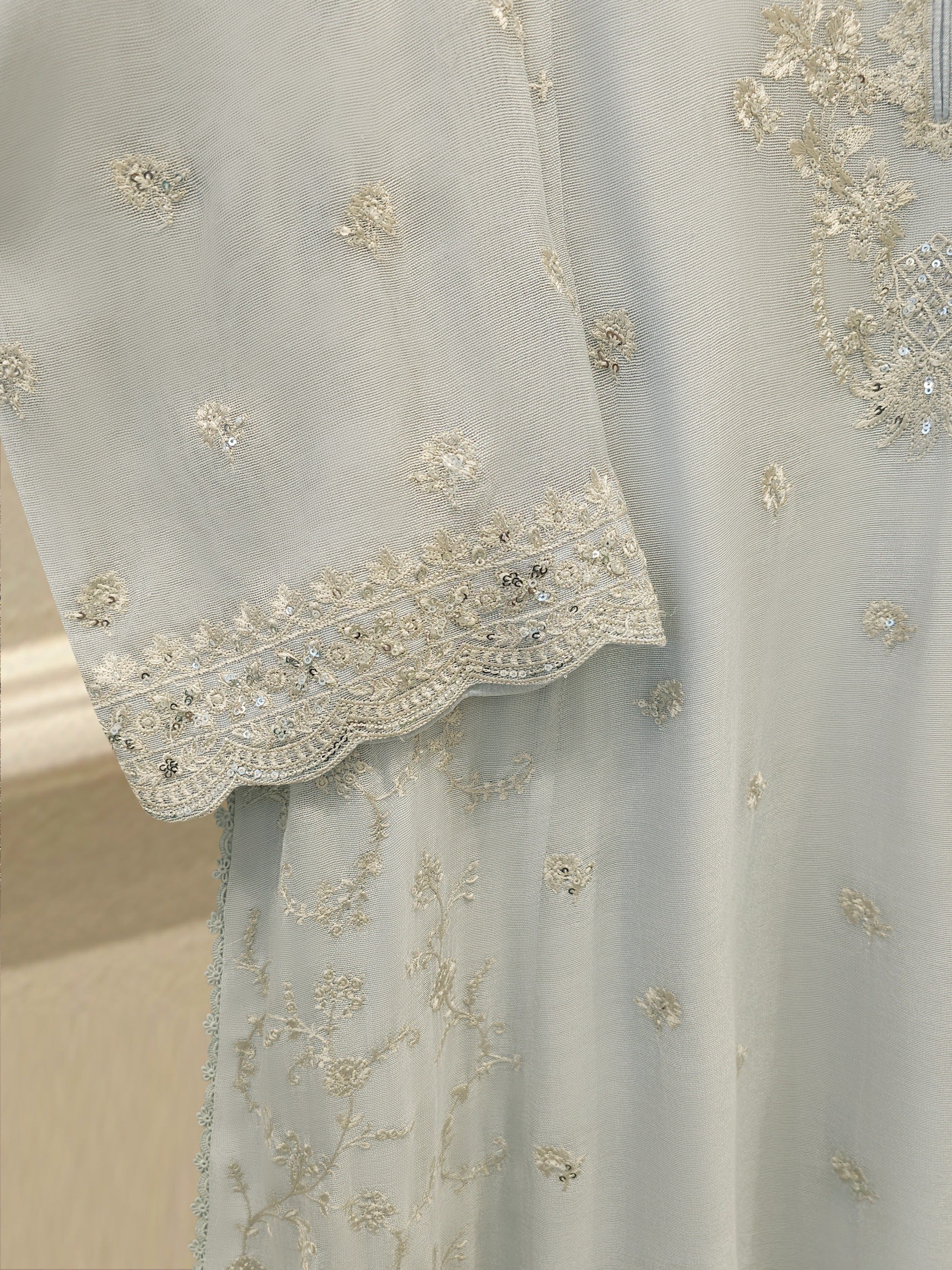 3 Piece - Pure Embroidered Cotton Net Suit S114735