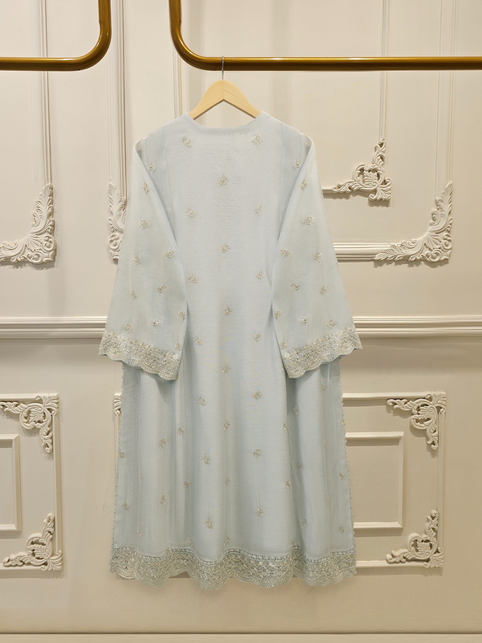 3 Piece - Pure Embroidered Cotton Net Suit S114735