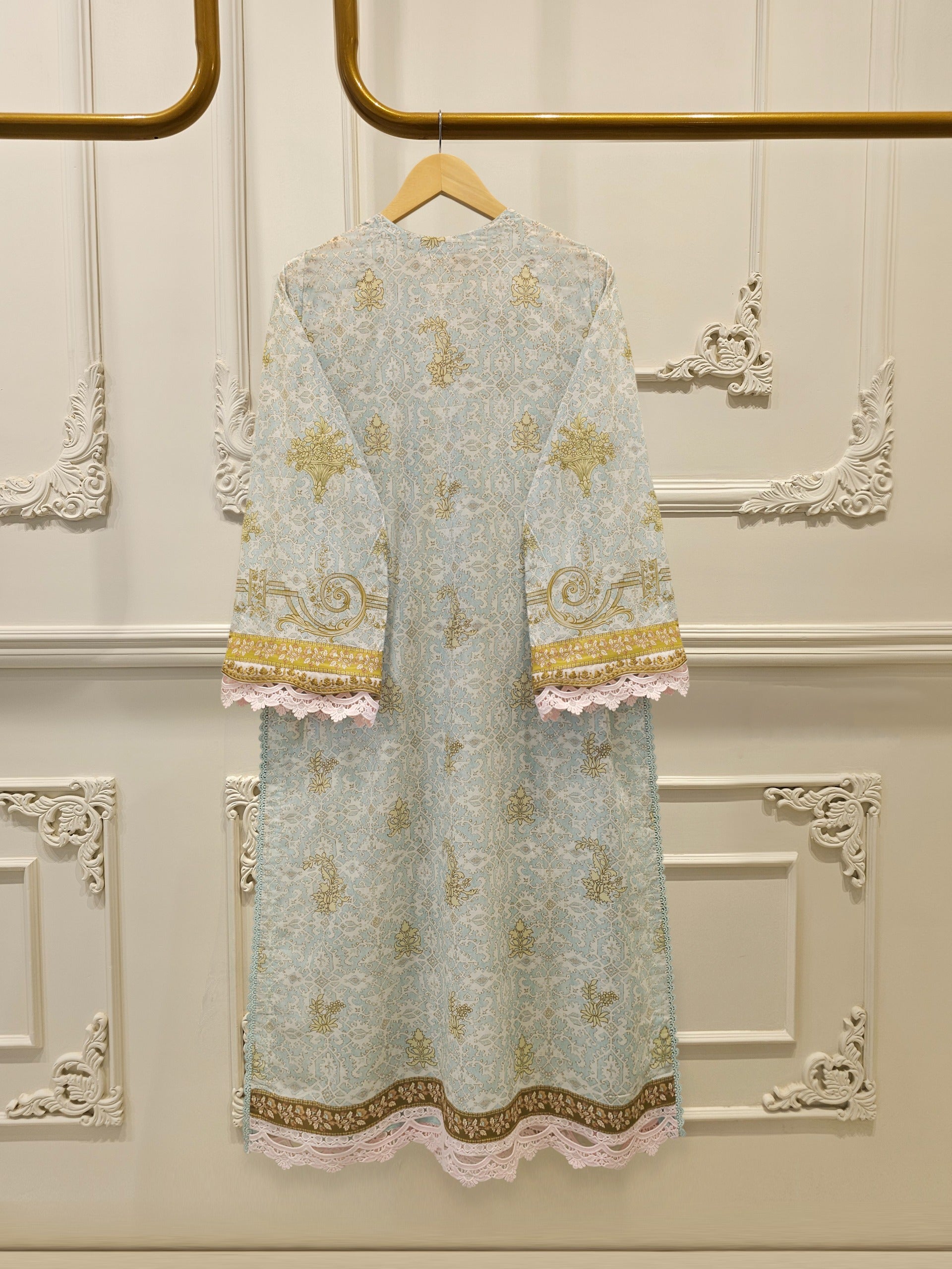 2-Piece Embroidered Digital Printed Cambric Suit S114761
