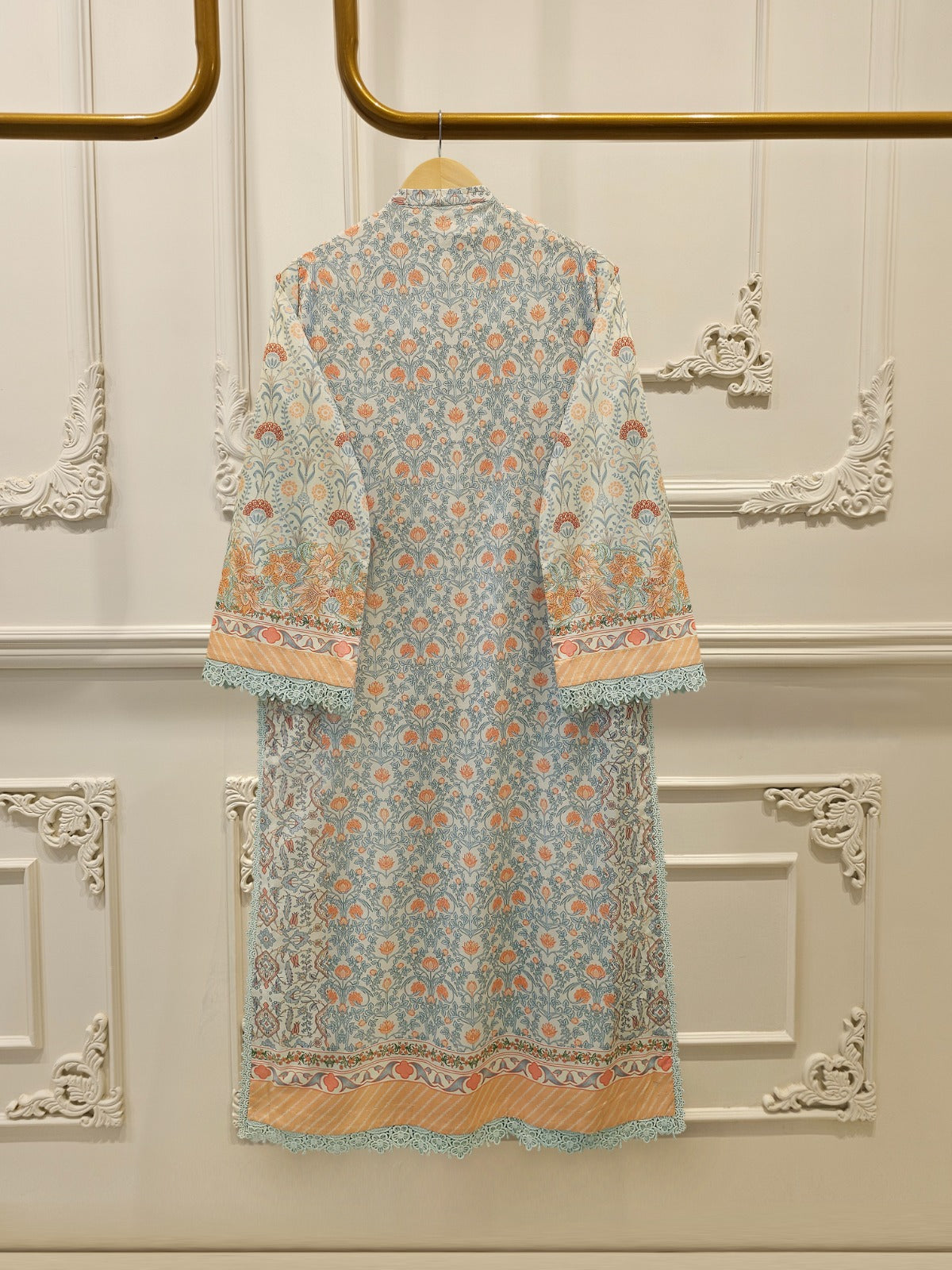 2-Piece Embroidered Digital Printed Cambric Suit S114760