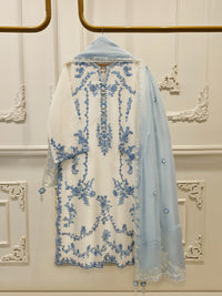 (Unstitched) 3 Piece - Pure Embroidered Cotton Net Suit S114767