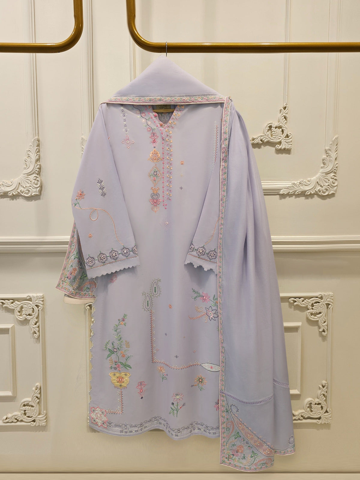 2 Piece - Embroidered Cambric Suit WS00342