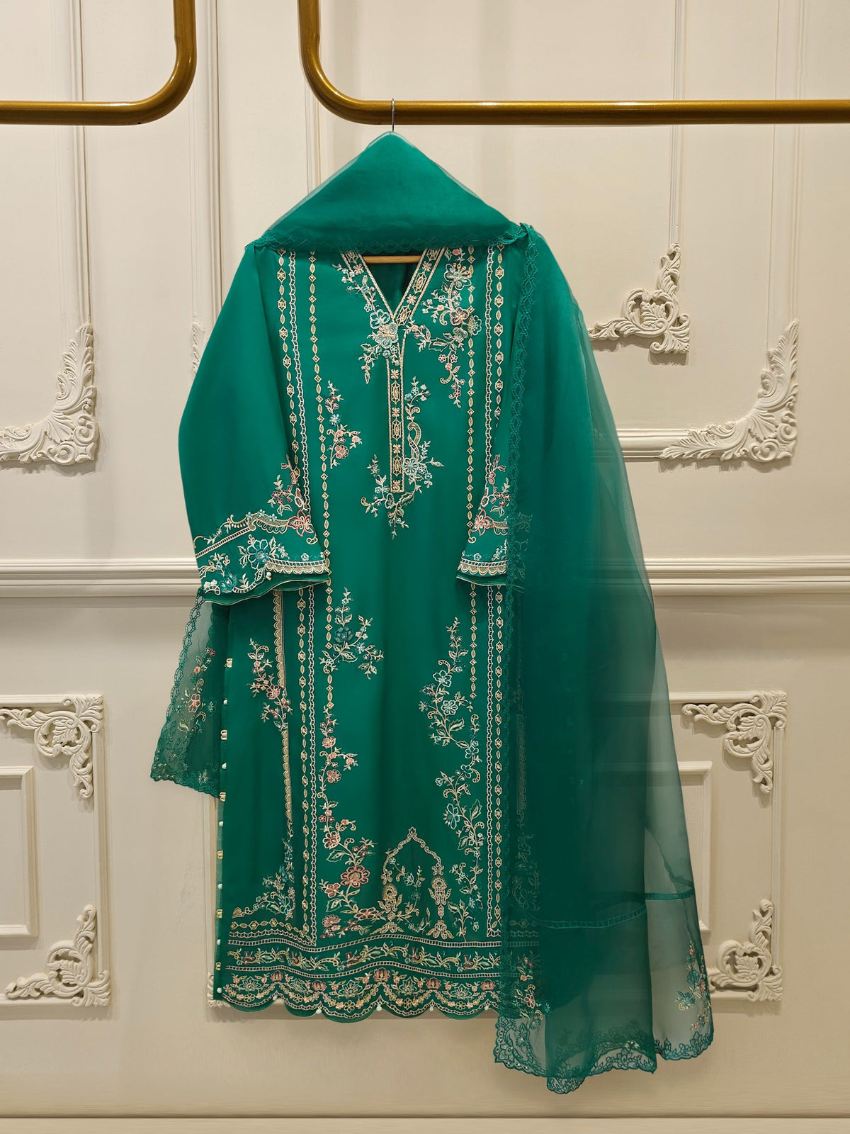2 Piece - Pure Khaddi Silk Embroidered  Suit S114894