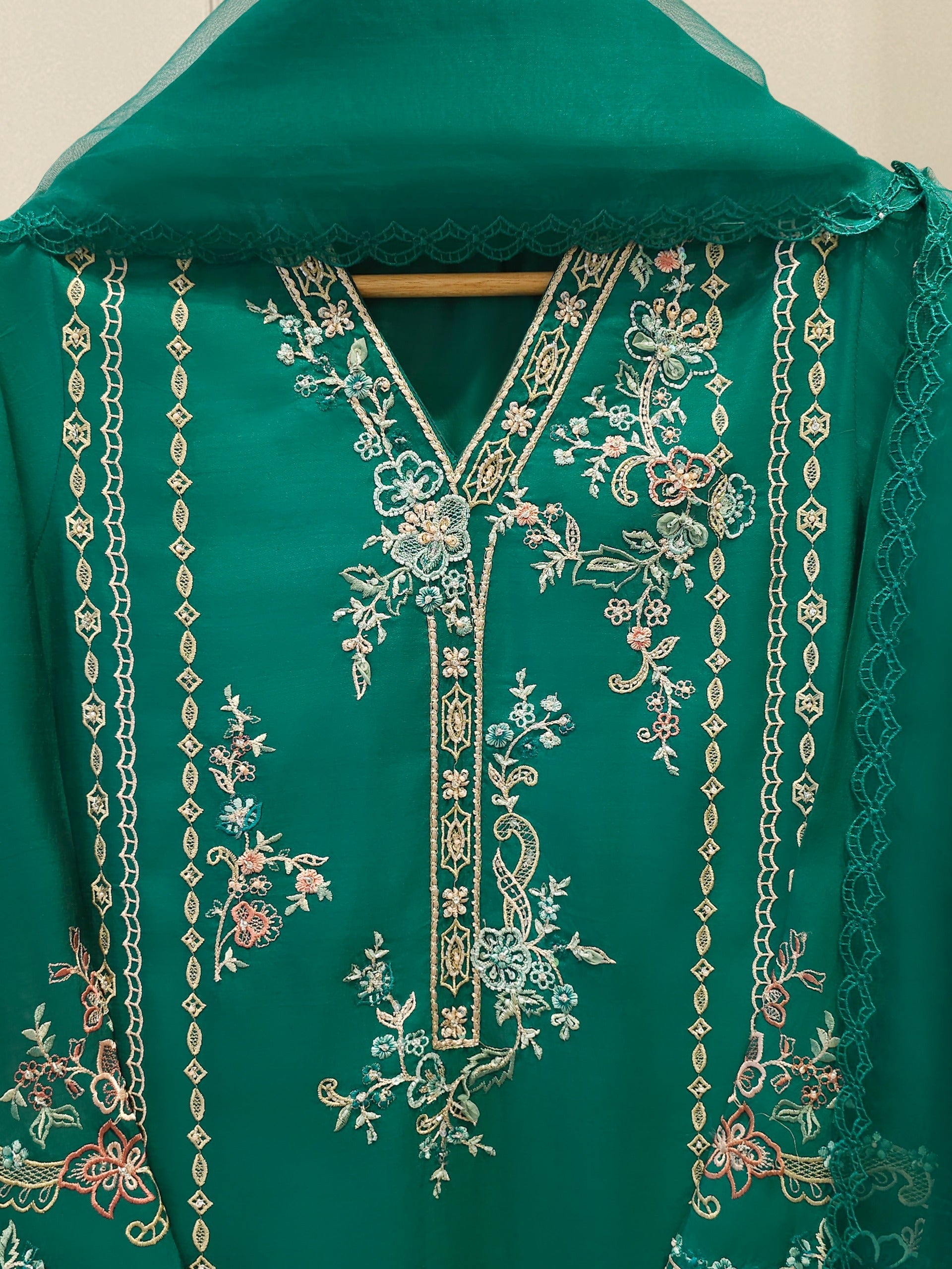 2 Piece - Pure Khaddi Silk Embroidered  Suit S114894