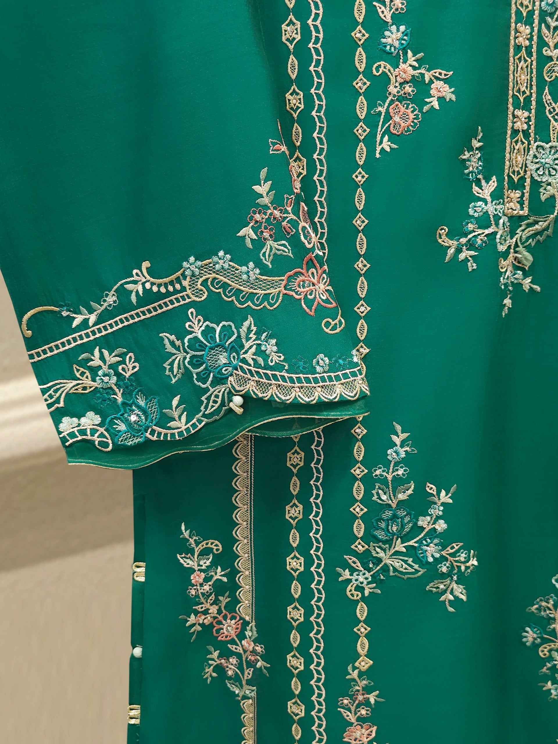 2 Piece - Pure Khaddi Silk Embroidered  Suit S114894
