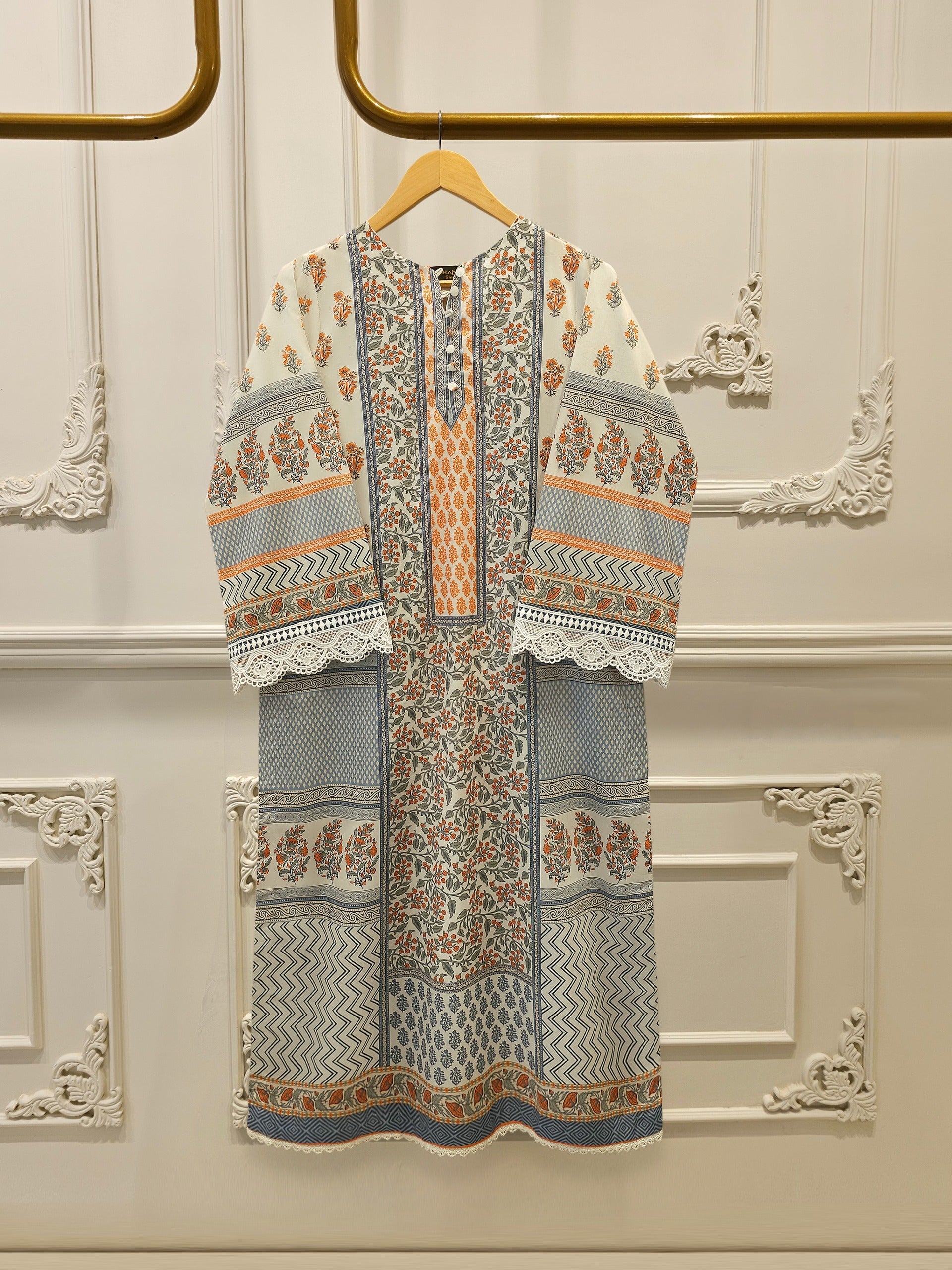 Elegant Digital Printed Cambric Shirt S114889
