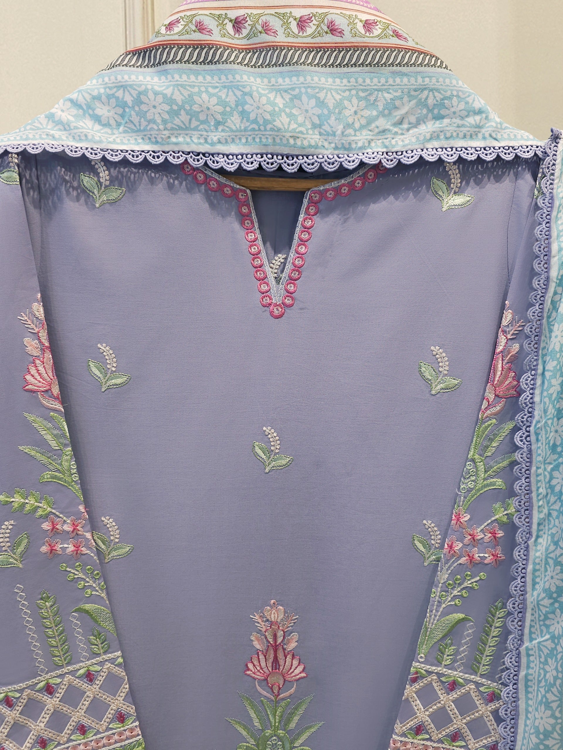 3 Piece - Embroidered Cambric Suit S114936