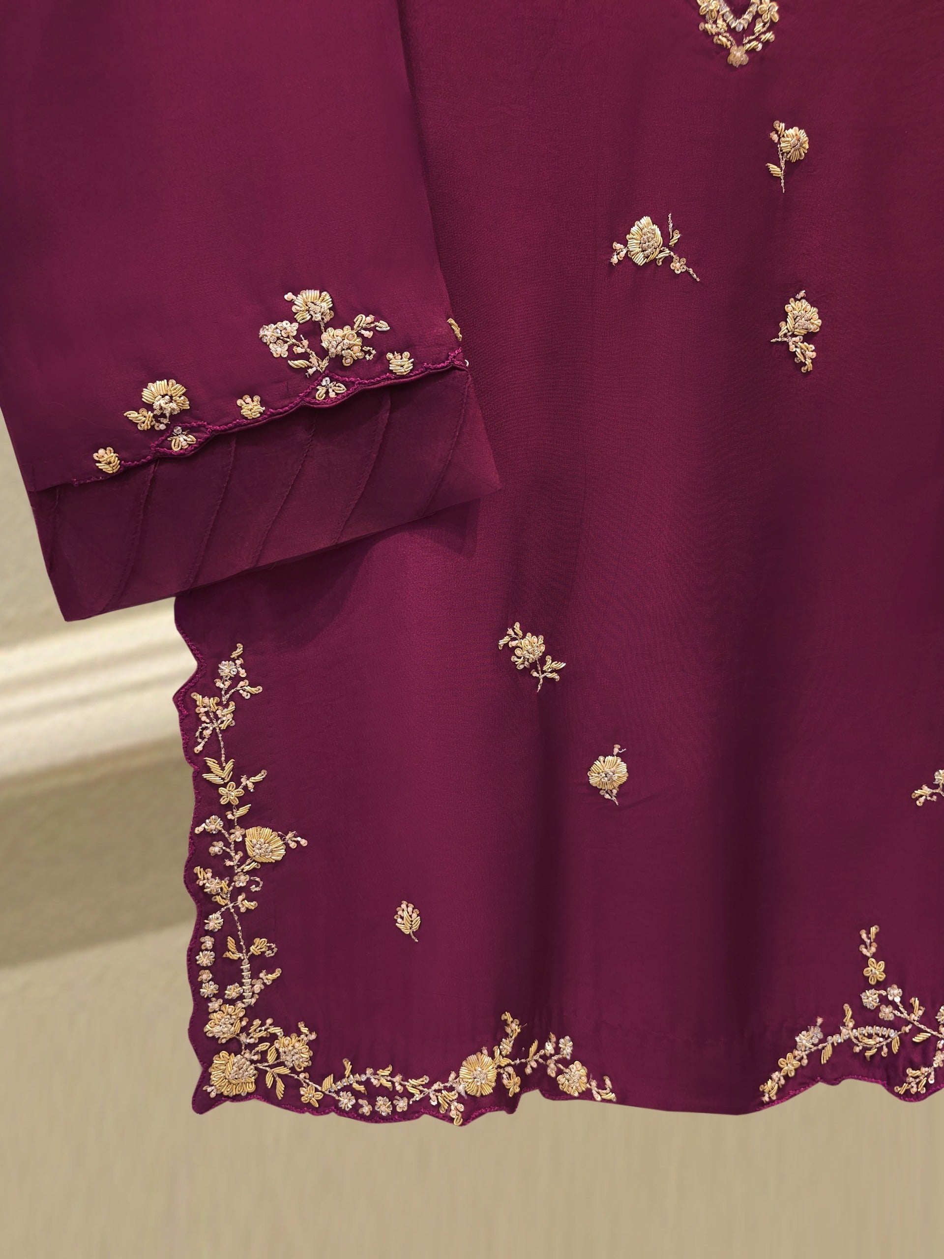 2 Piece- Pure Sheesha Silk Embroidered Suit S114938