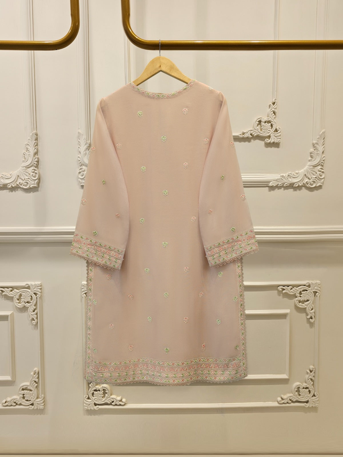 Pure Embroidered Cotton Net Shirt-S114973