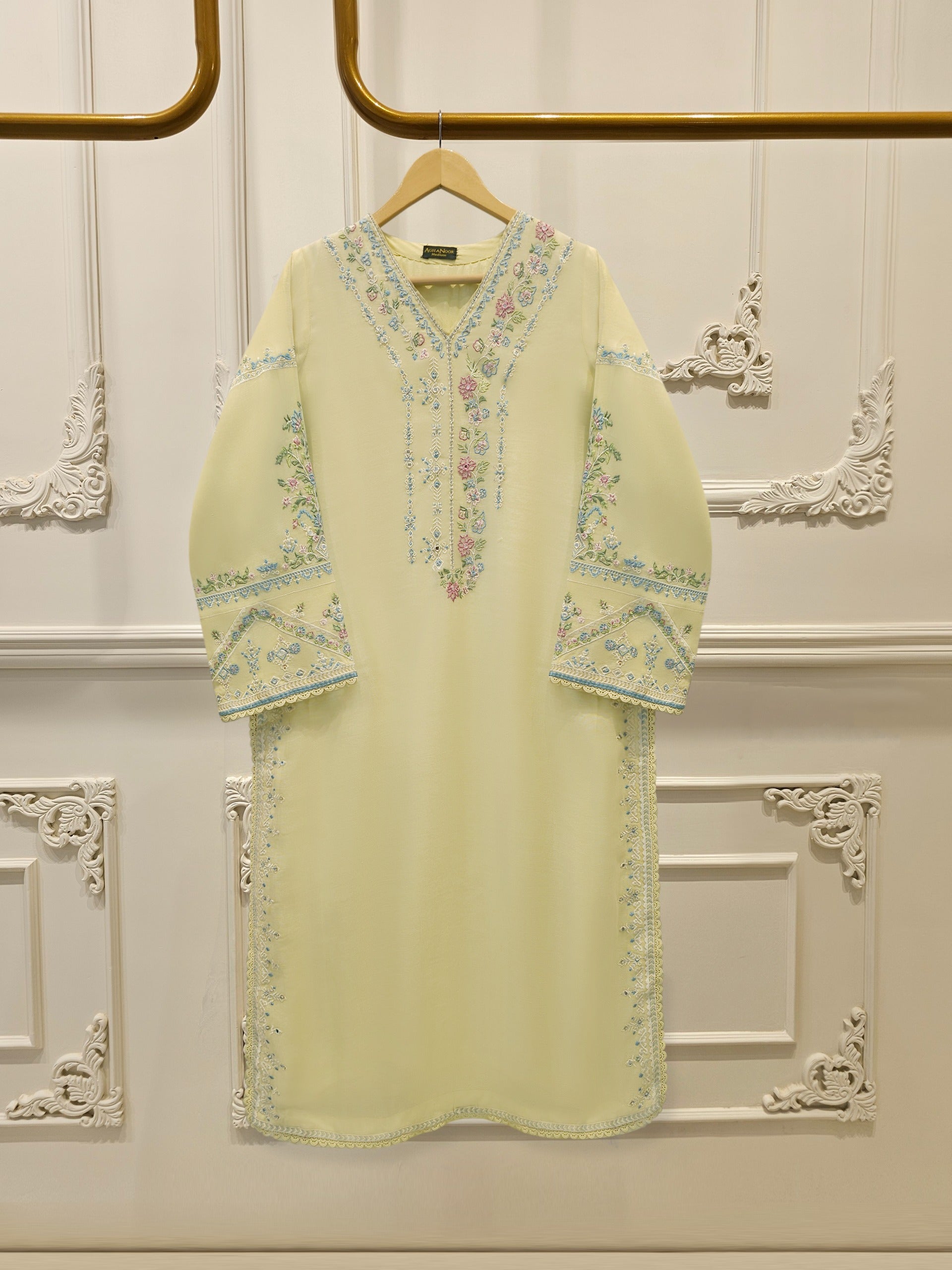 Pure Embroidered Cotton Net Shirt-S114979