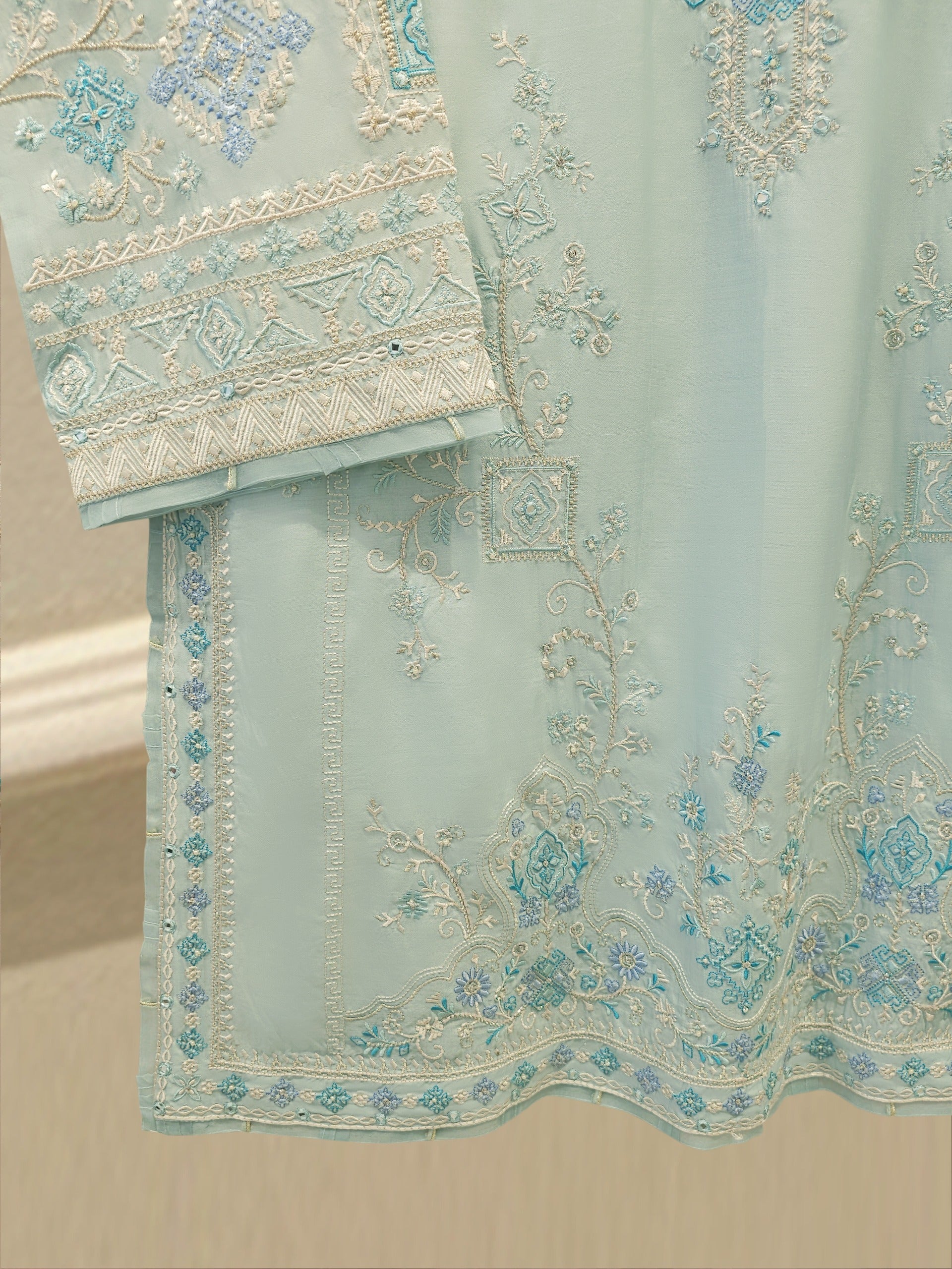 2 Piece - Pure Khaddi Silk Embroidered  Suit S115139