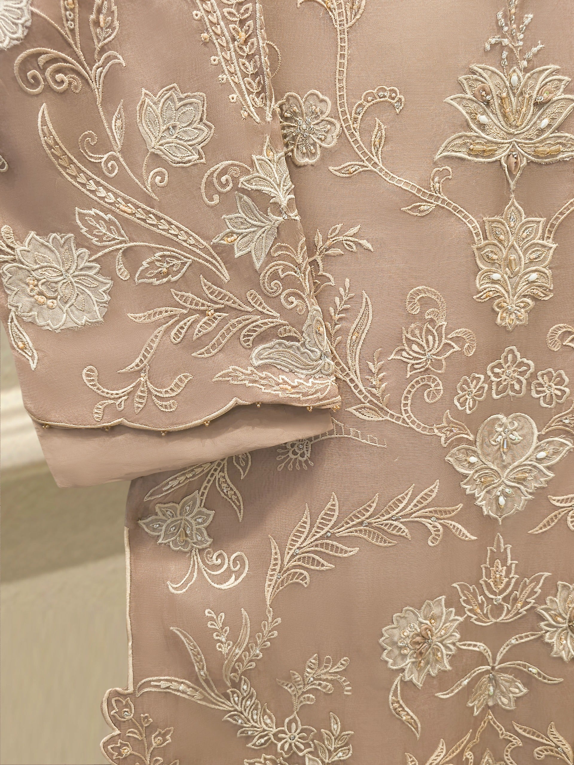 2 Piece - Pure Organza Embroidered Suit S114939
