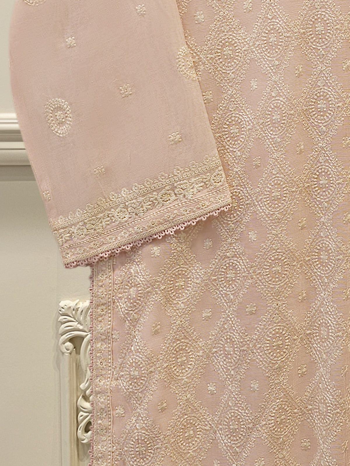 2 Piece - Pure Embroidered Cotton Net Suit S113578