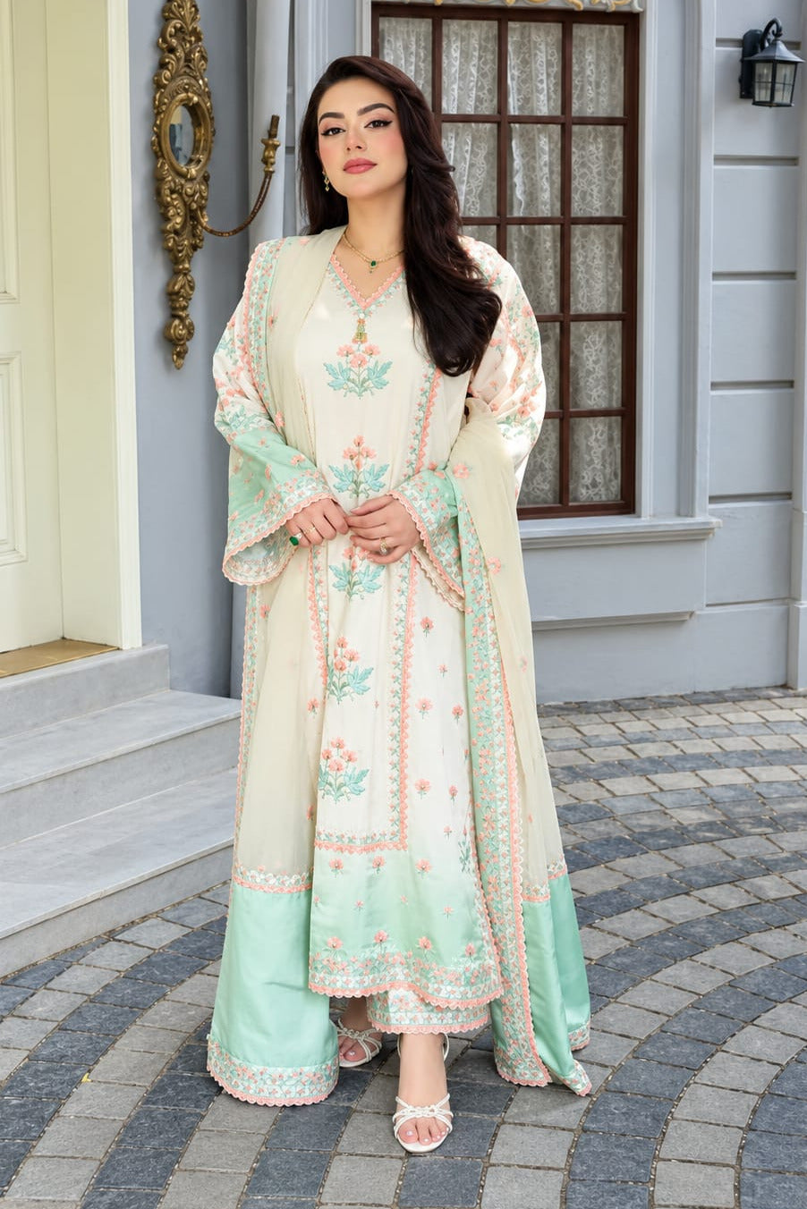 Aneelas Fc-37 Luxury Silk Embroidered 3Pc Unstitched Suit PA-178