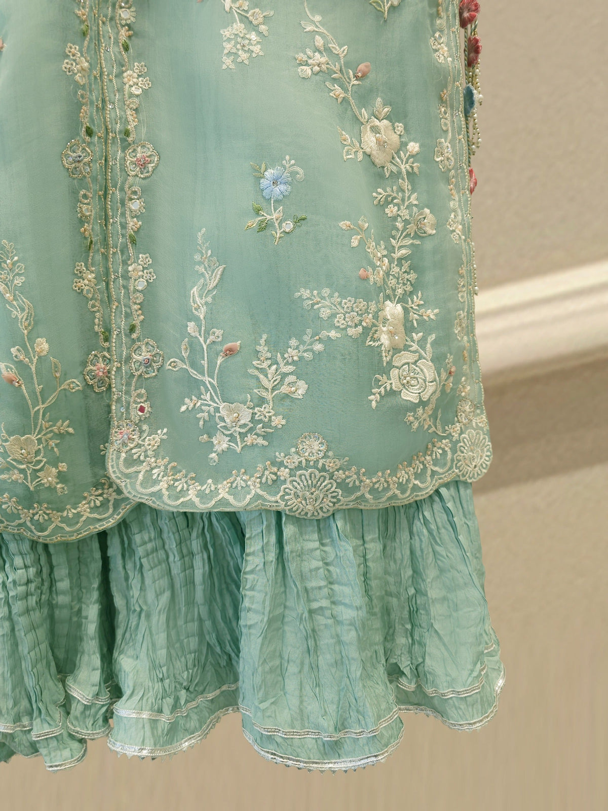2 Piece - Pure Organza Embroidered Suit S115521