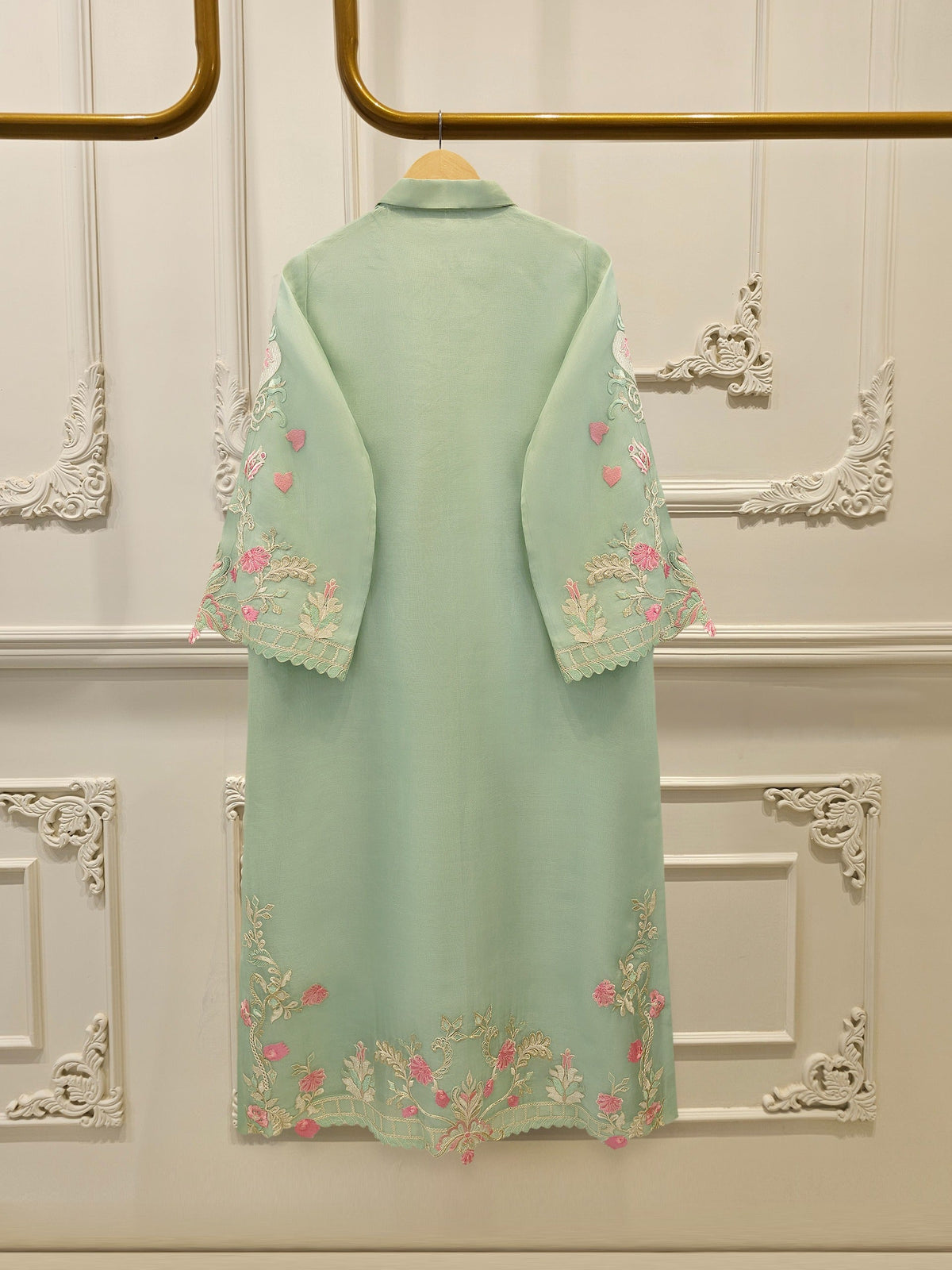3 Piece - Pure Organza Embroidered Suit S115544