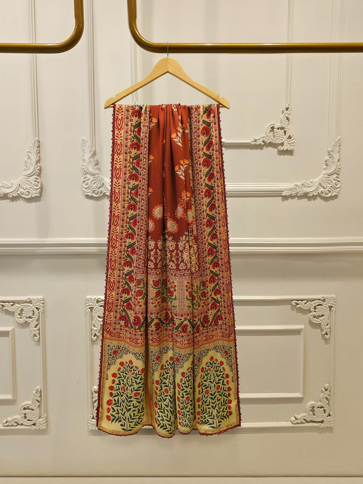 3 Piece- Pure Korean Silk Embroidered Suit S115570