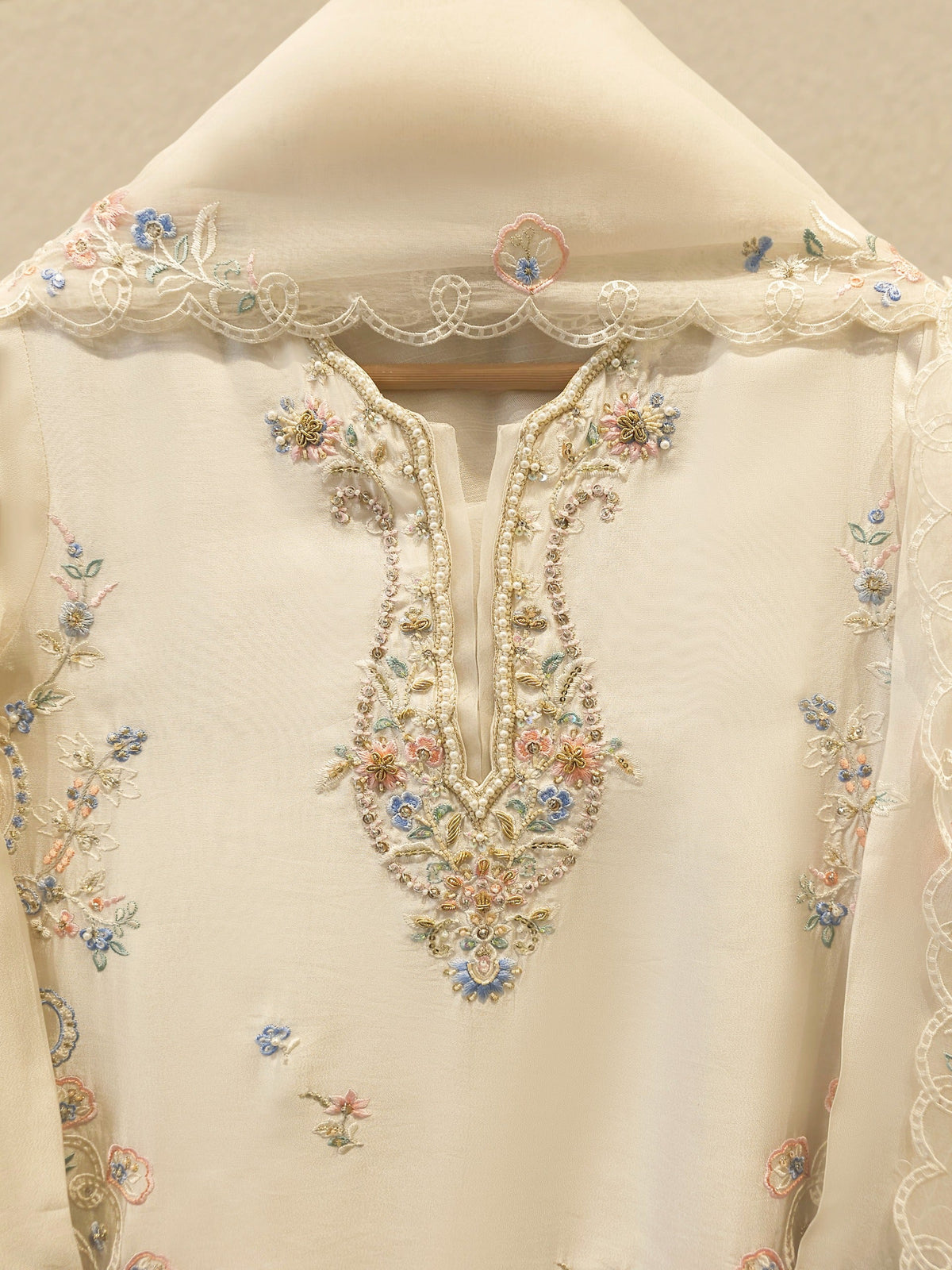 3 Piece- Pure  Sheesha Silk Embroidered Suit S115680