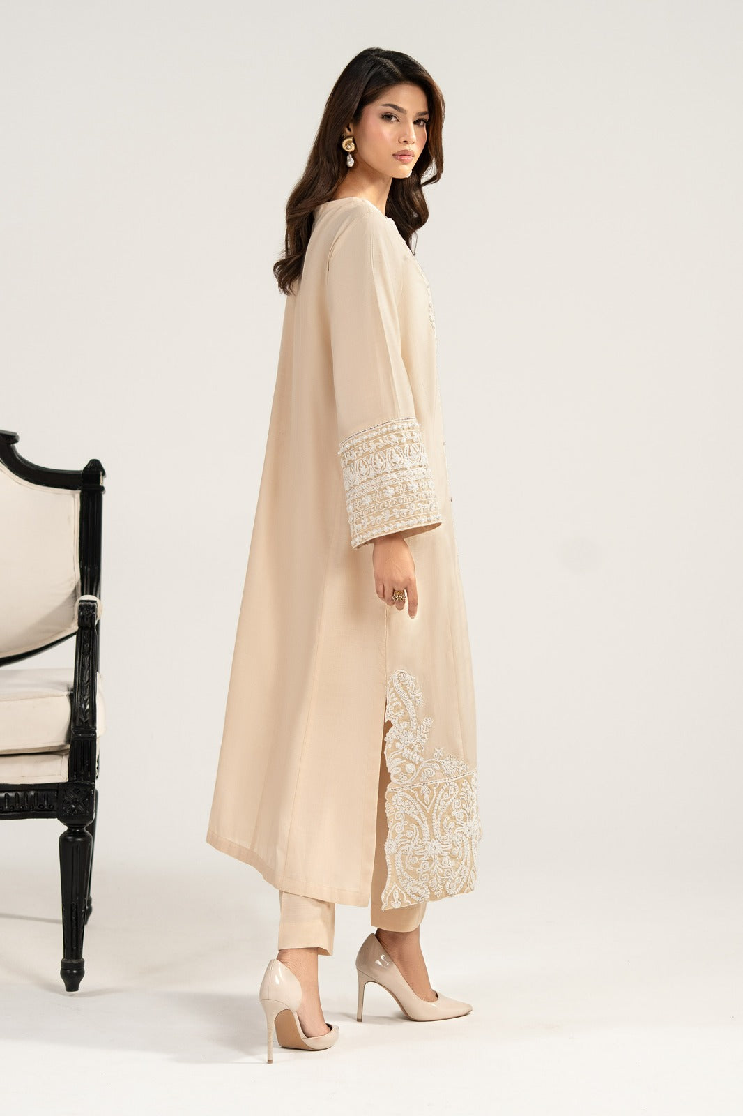 2 Piece Embroidered Raw Silk Suit