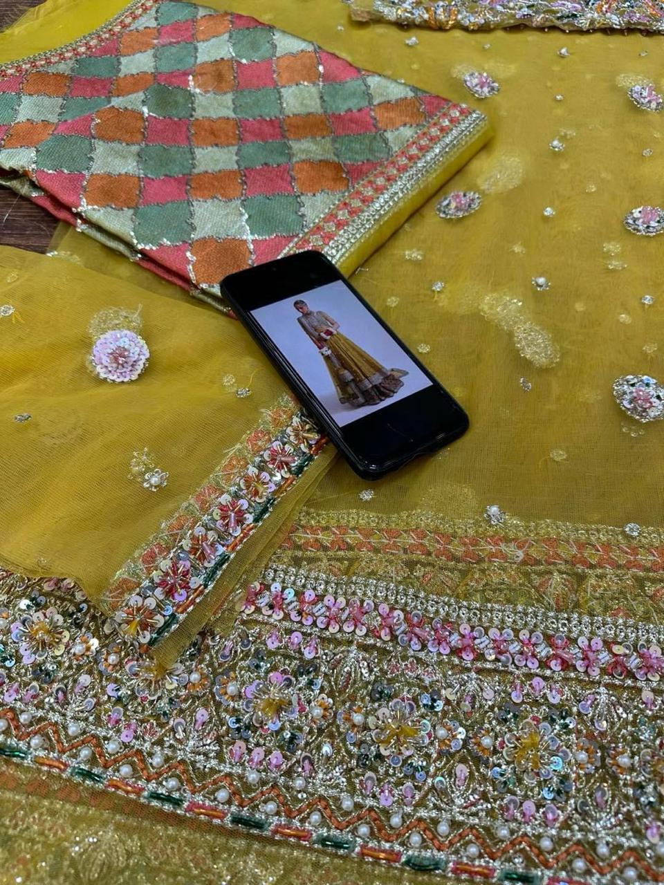Moore Style — Mairaz Lime Yellow Net Pishwas & Sharara