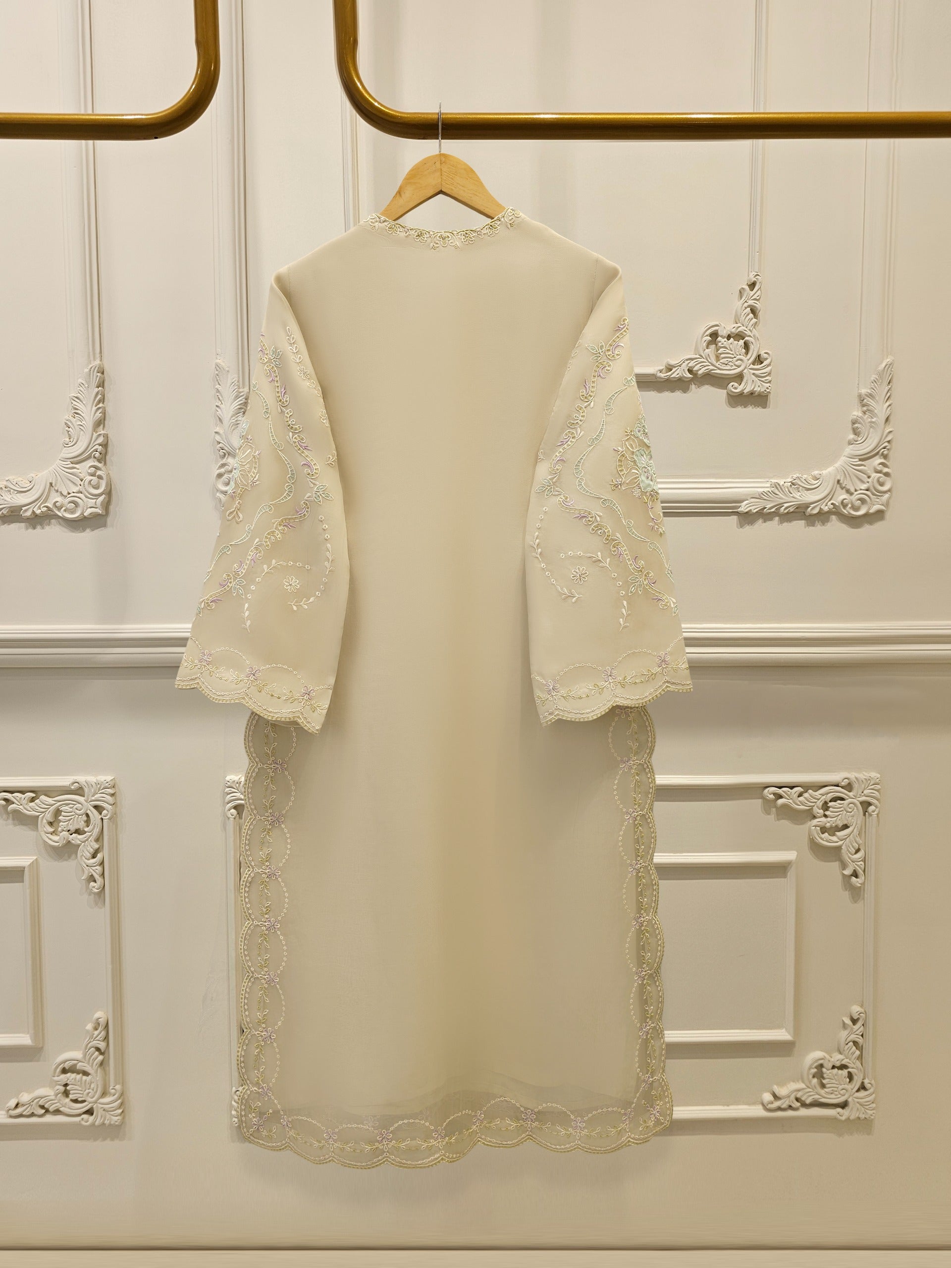 3 Piece - Pure Organza Embroidered Suit S111963