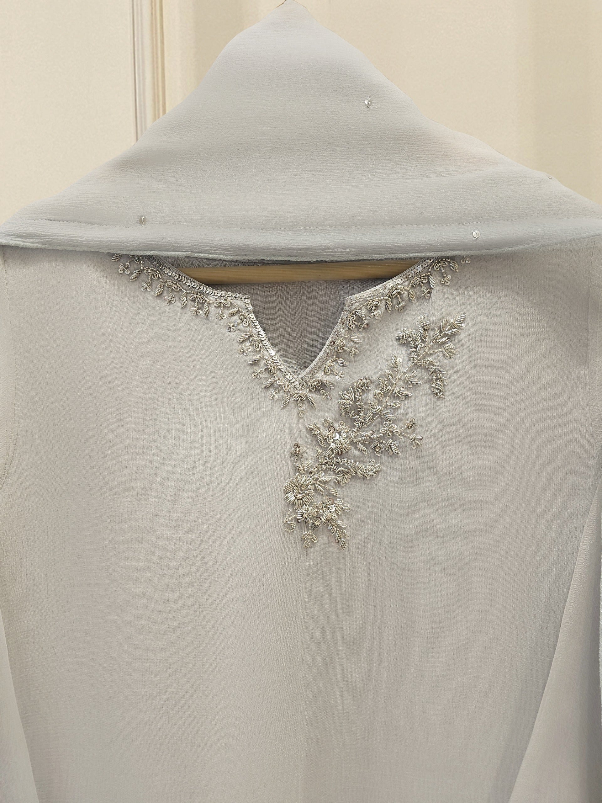 3 Piece - Pure Organza Embroidered Suit S111965