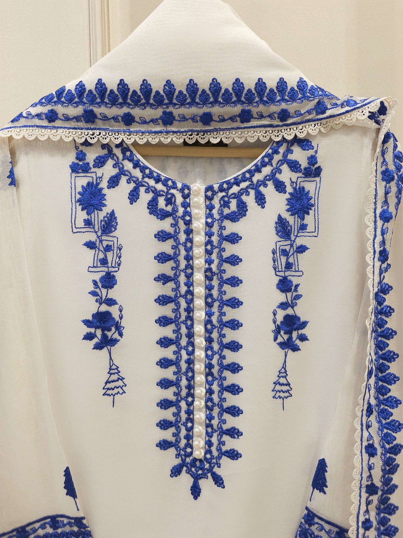3 Piece - Pure Embroidered Cotton Net Suit S112057