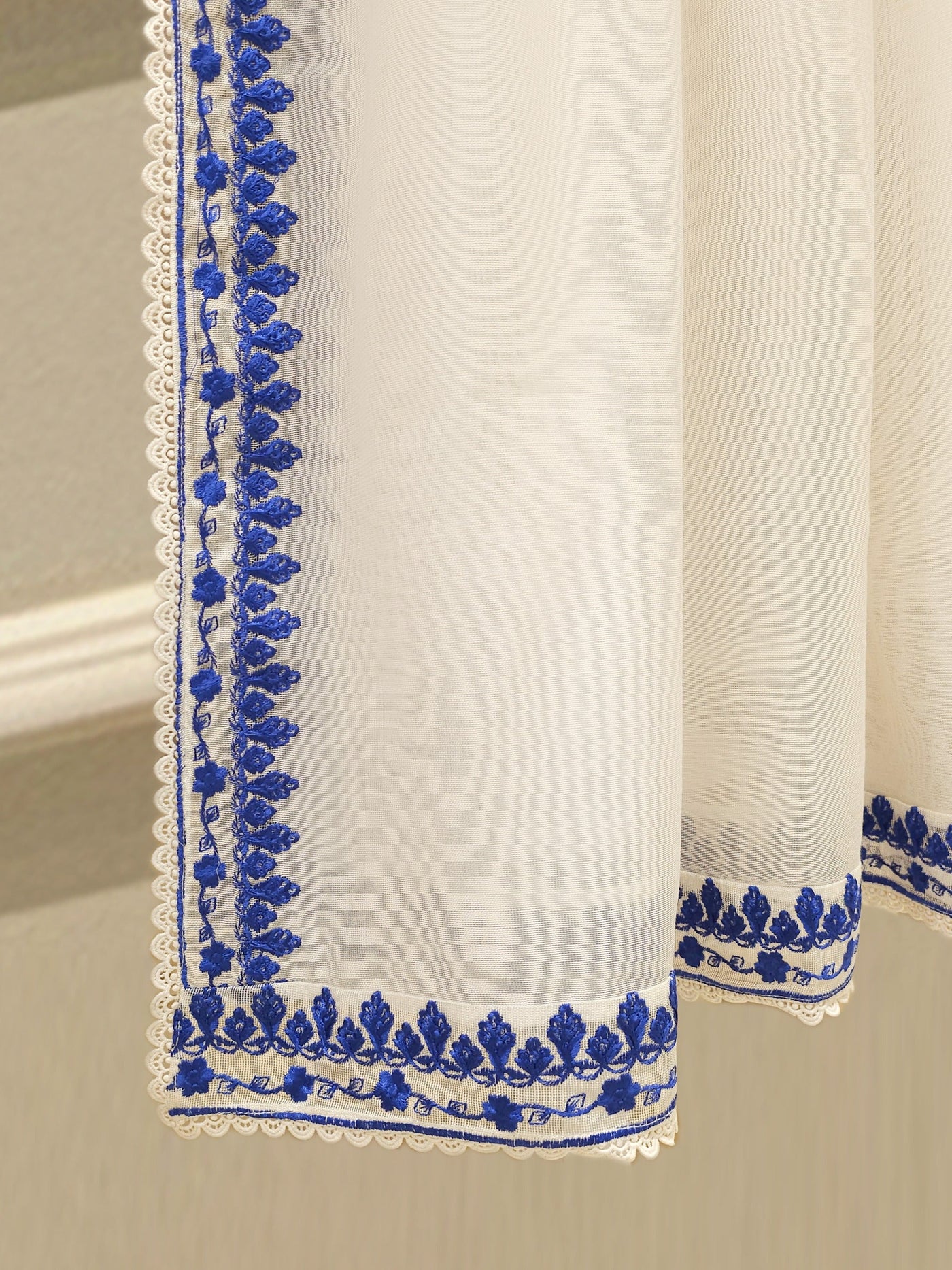 3 Piece - Pure Embroidered Cotton Net Suit S112057