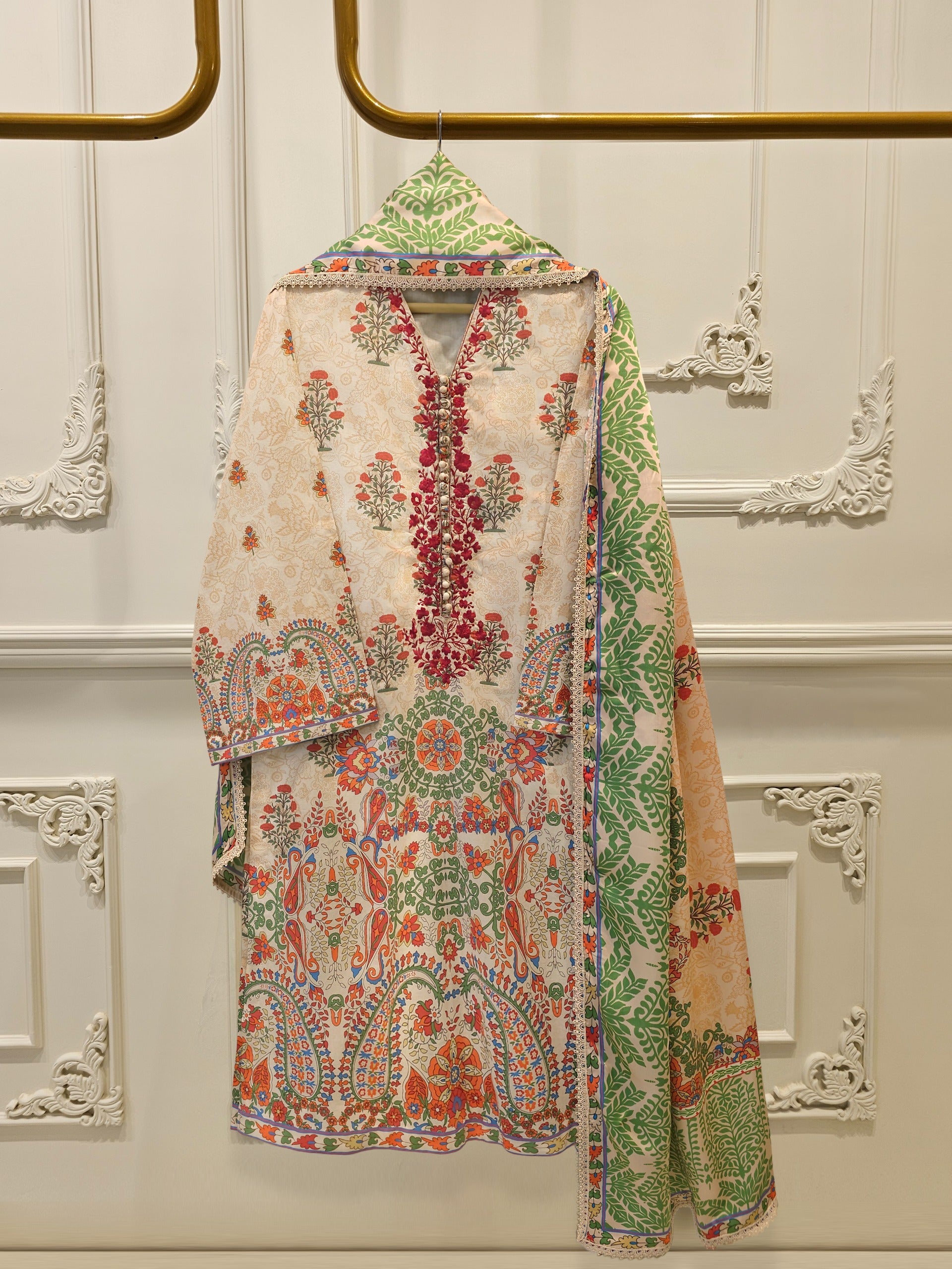 3 Piece - Digital Printed Embroidered Lawn Suit S112097