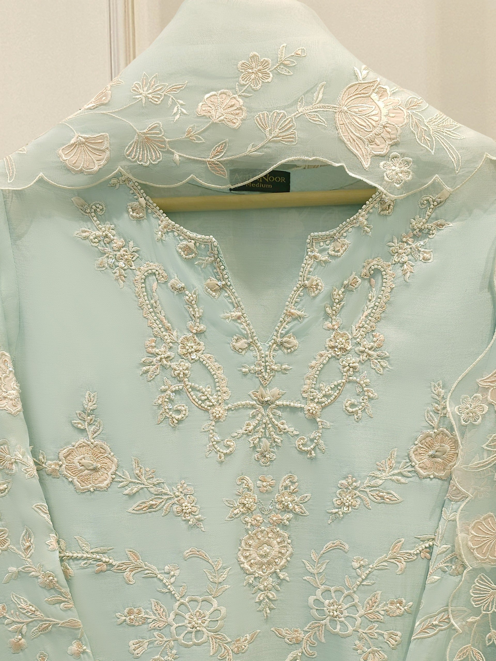 3 Piece- Pure Khadi Silk Embroidered Suit S112074
