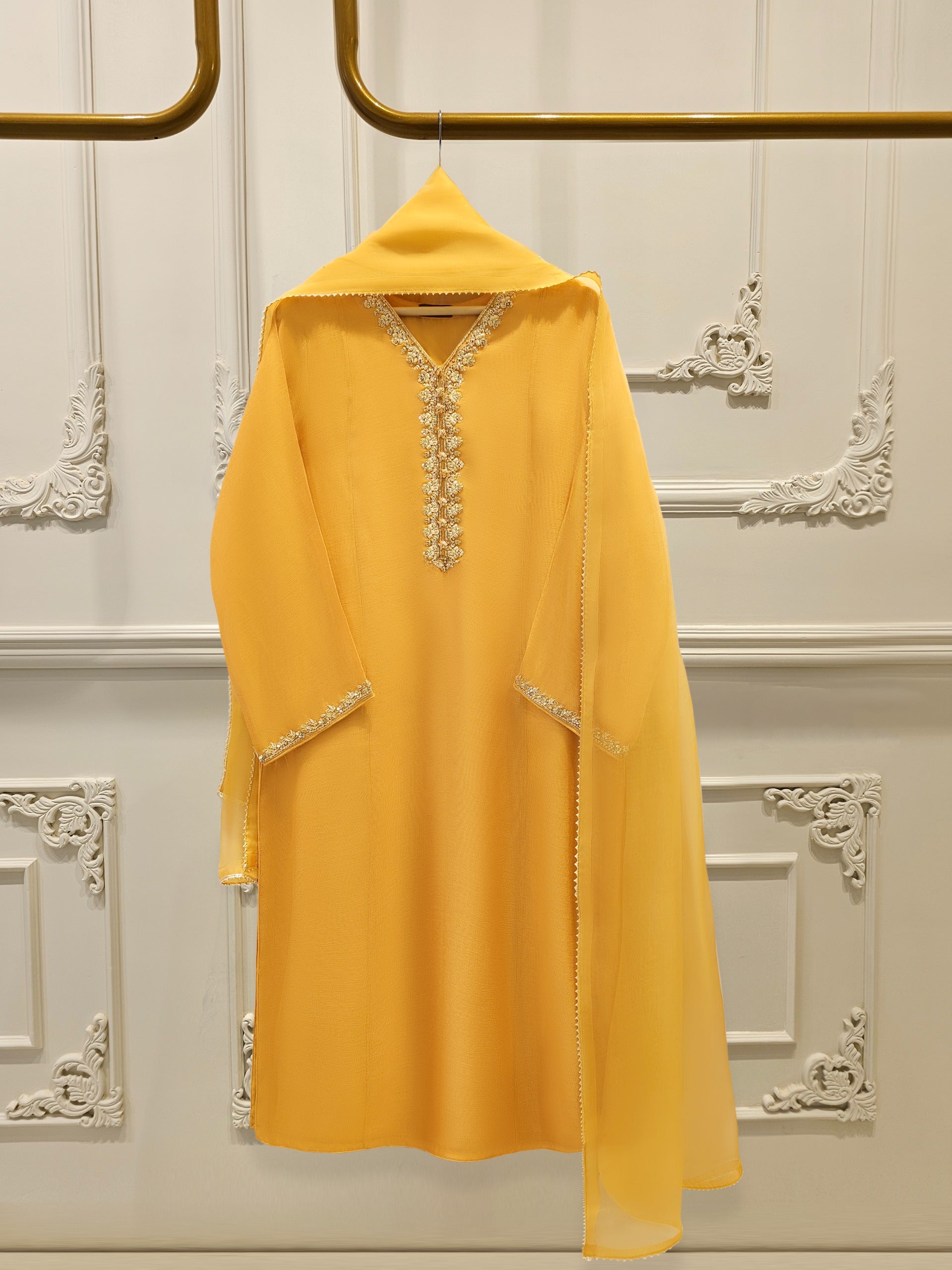 3 Piece - Pure Embroidered Cotton Net Suit S112101