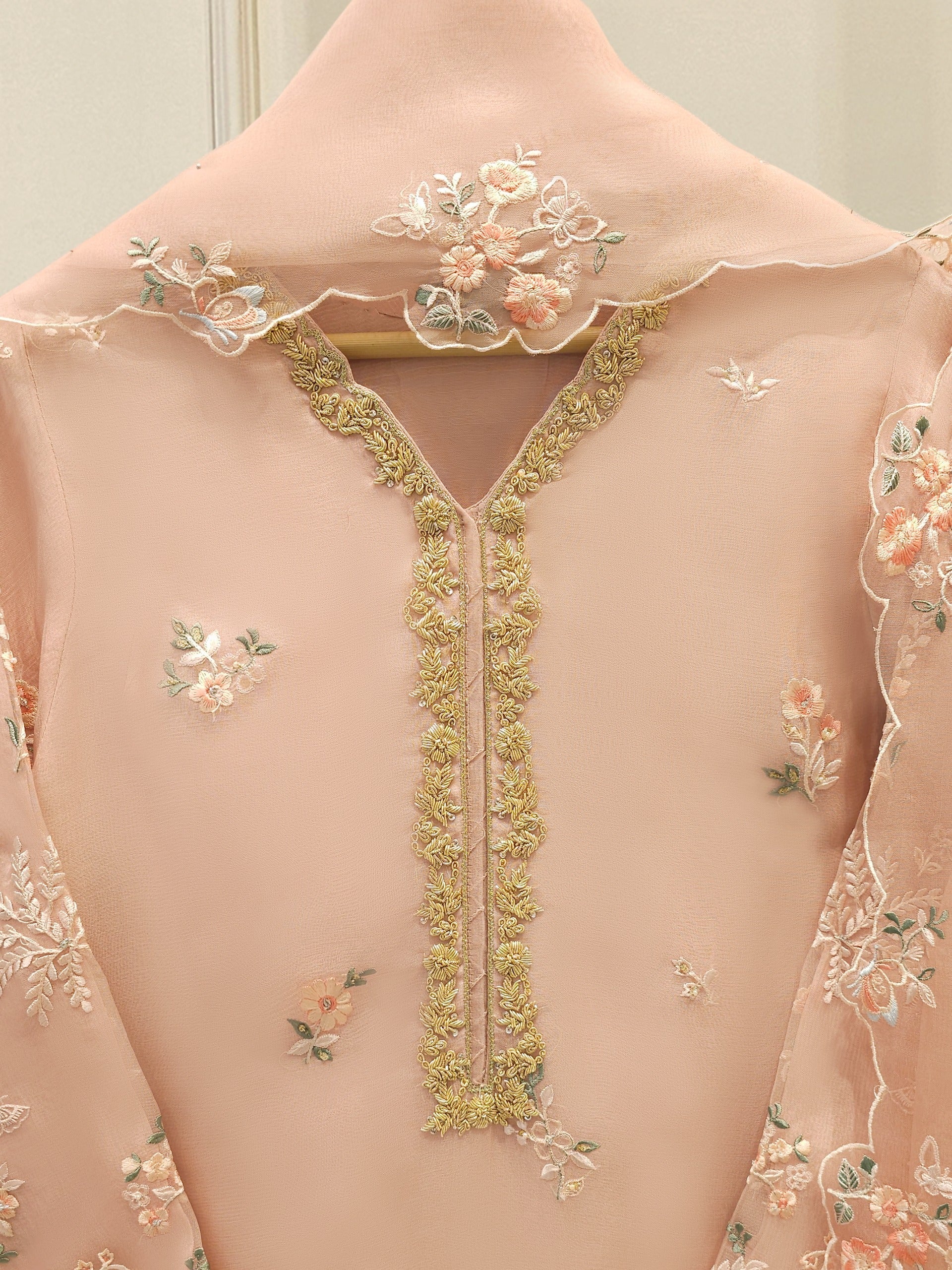 3 Piece - Pure Embroidered Organza Suit S112134