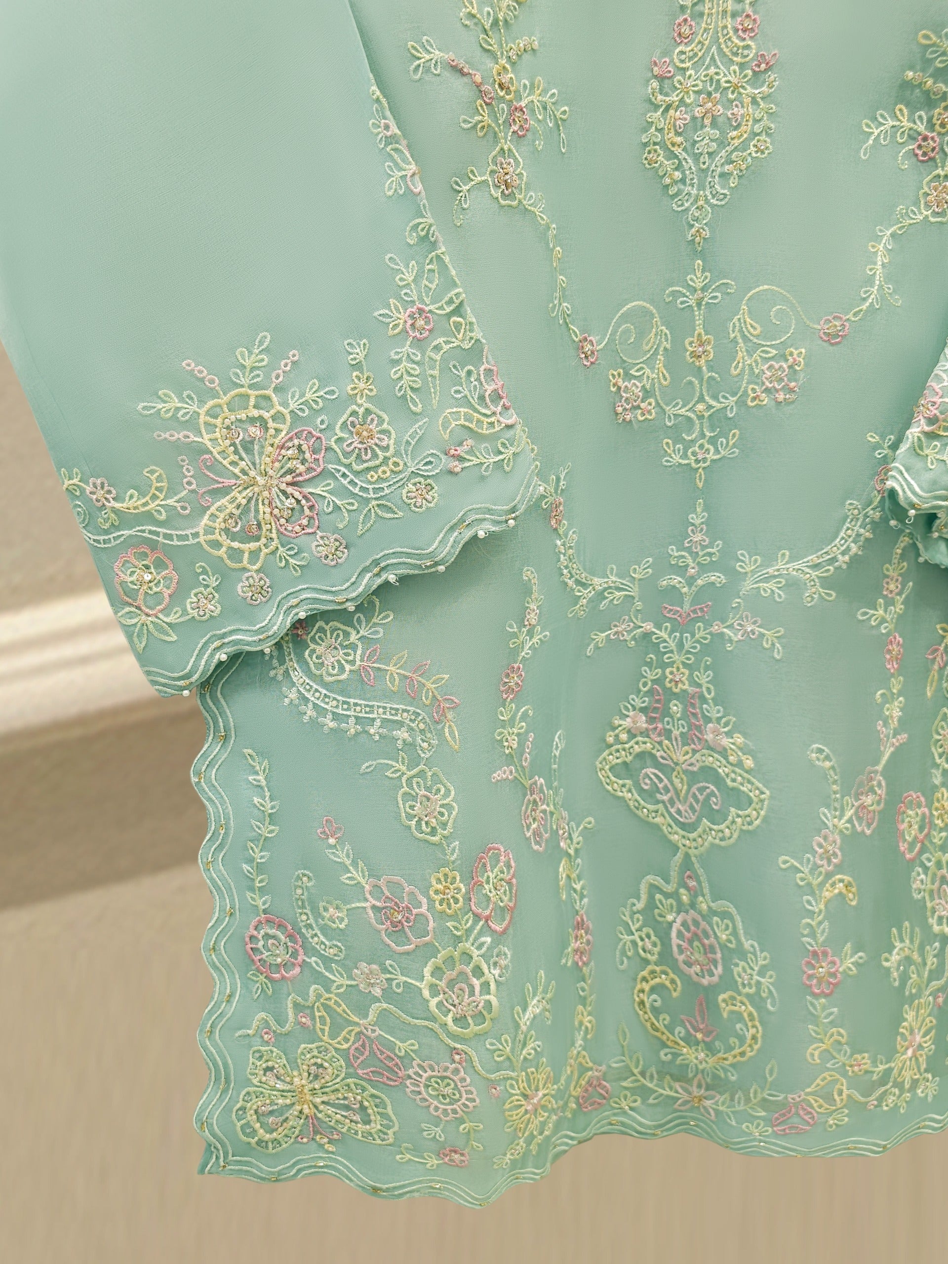3 Piece - Pure Embroidered Organza Suit S112183