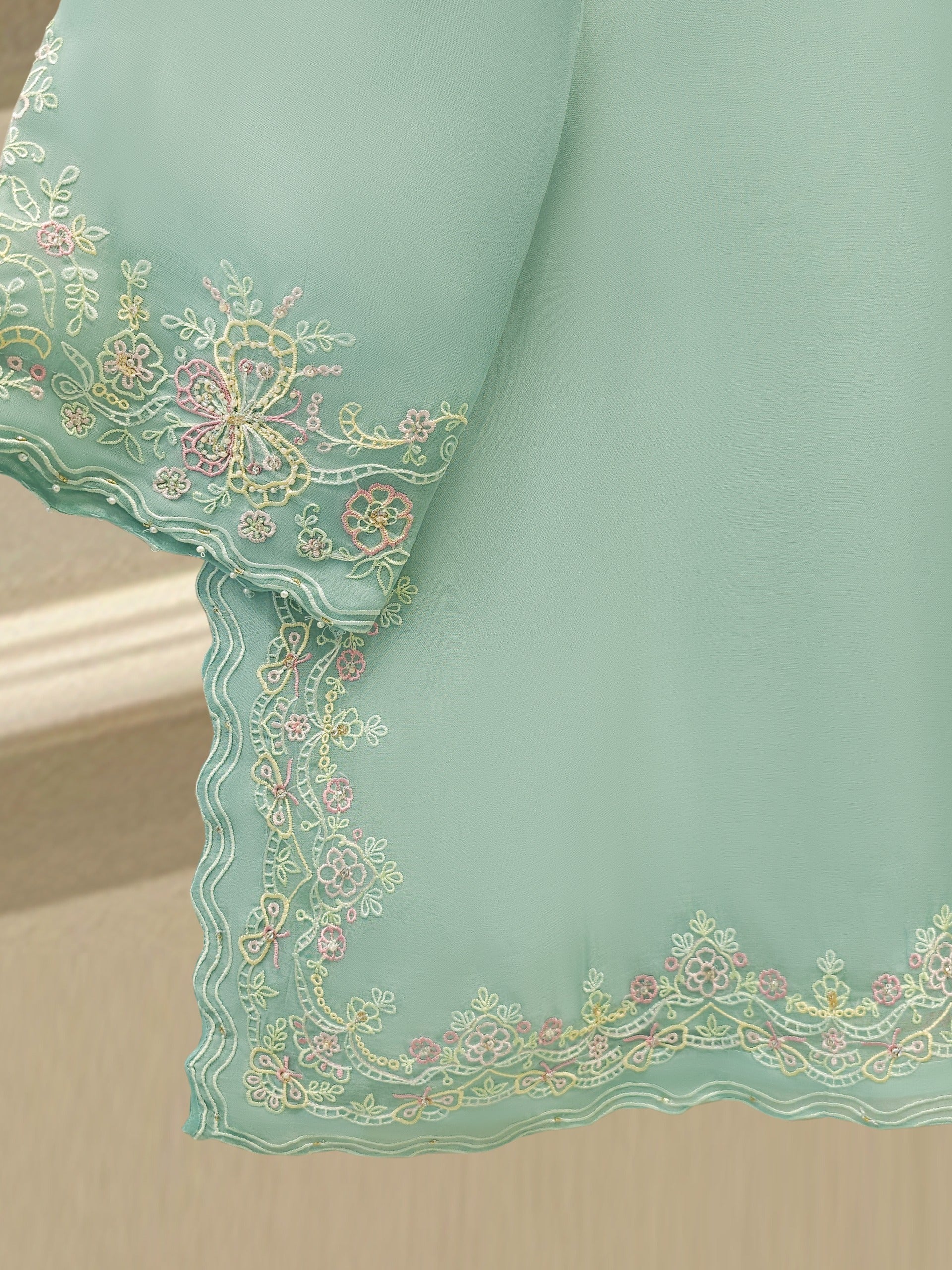 3 Piece - Pure Embroidered Organza Suit S112183