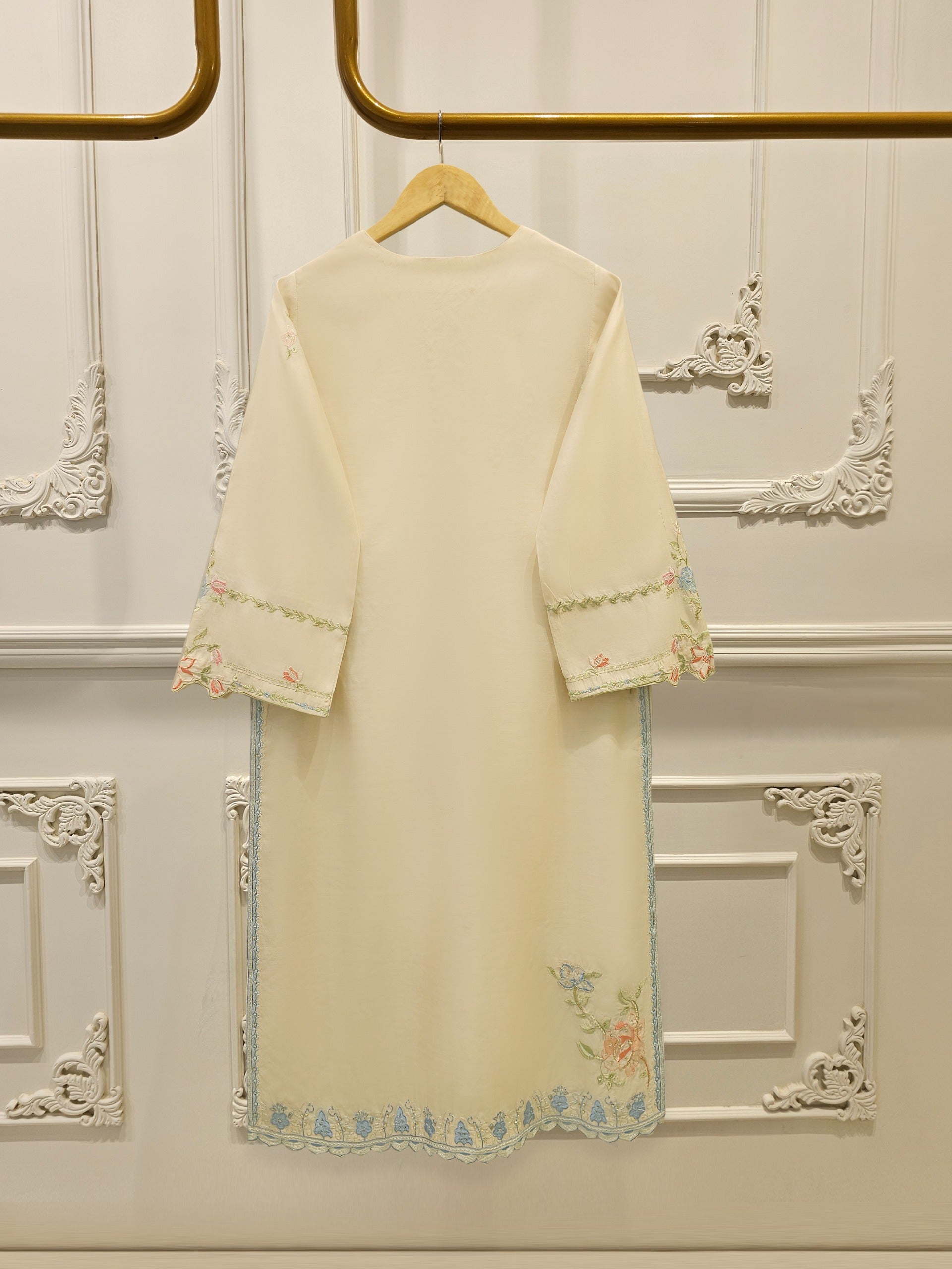 3 Piece- Pure Khadi Silk Embroidered Suit S112229