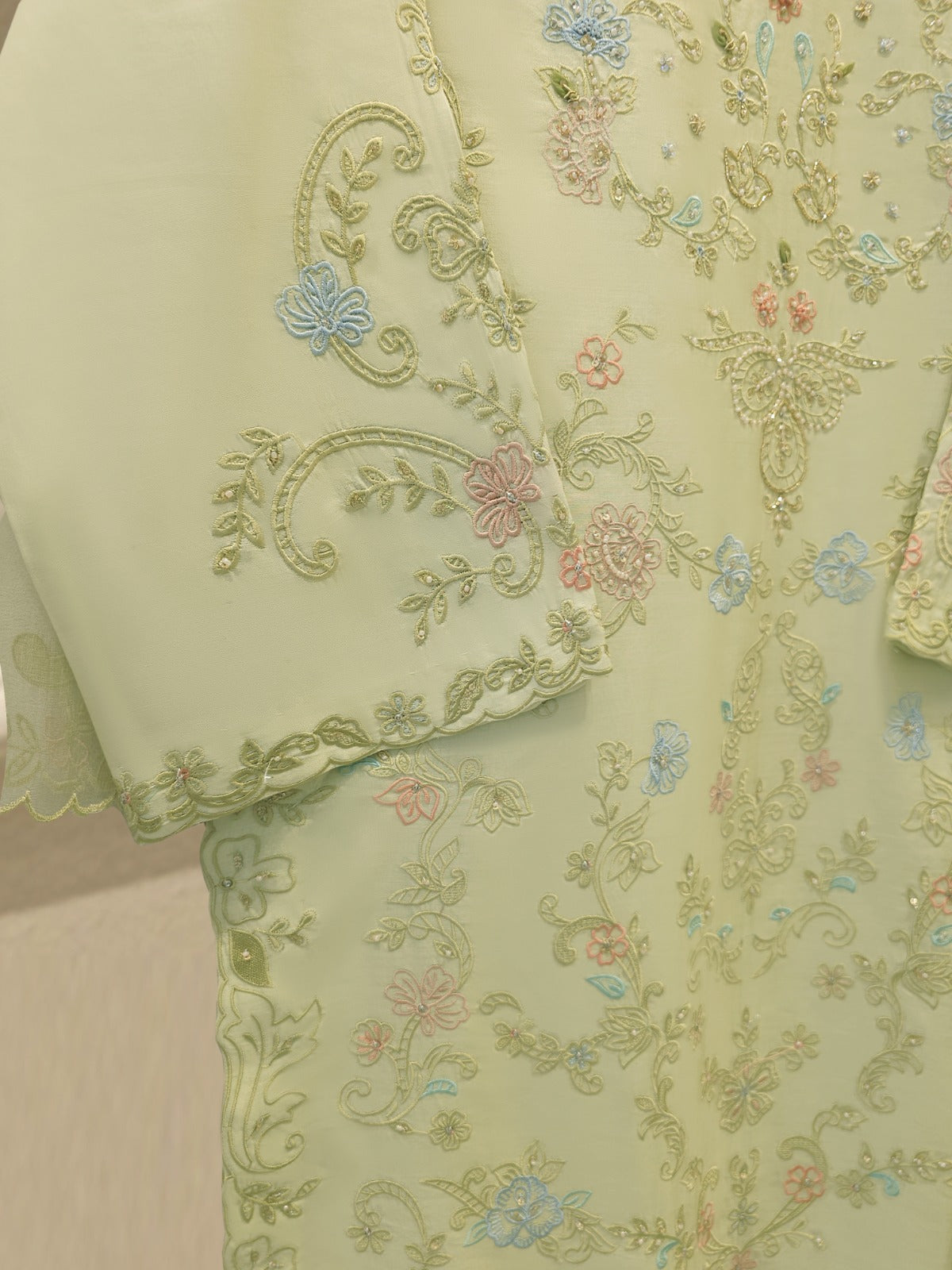 3 Piece- Pure Khaddi Silk Embroidered Suit S112306