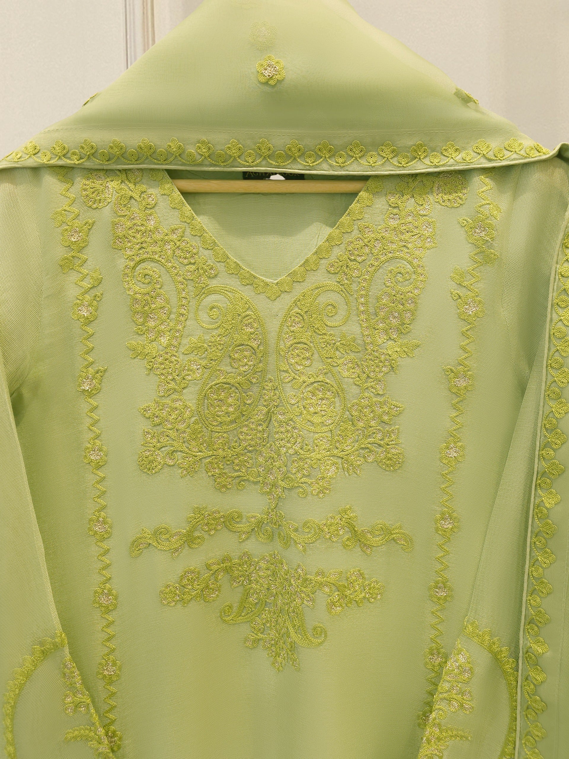 3 Piece - Pure Embroidered Cotton Net Suit S112333