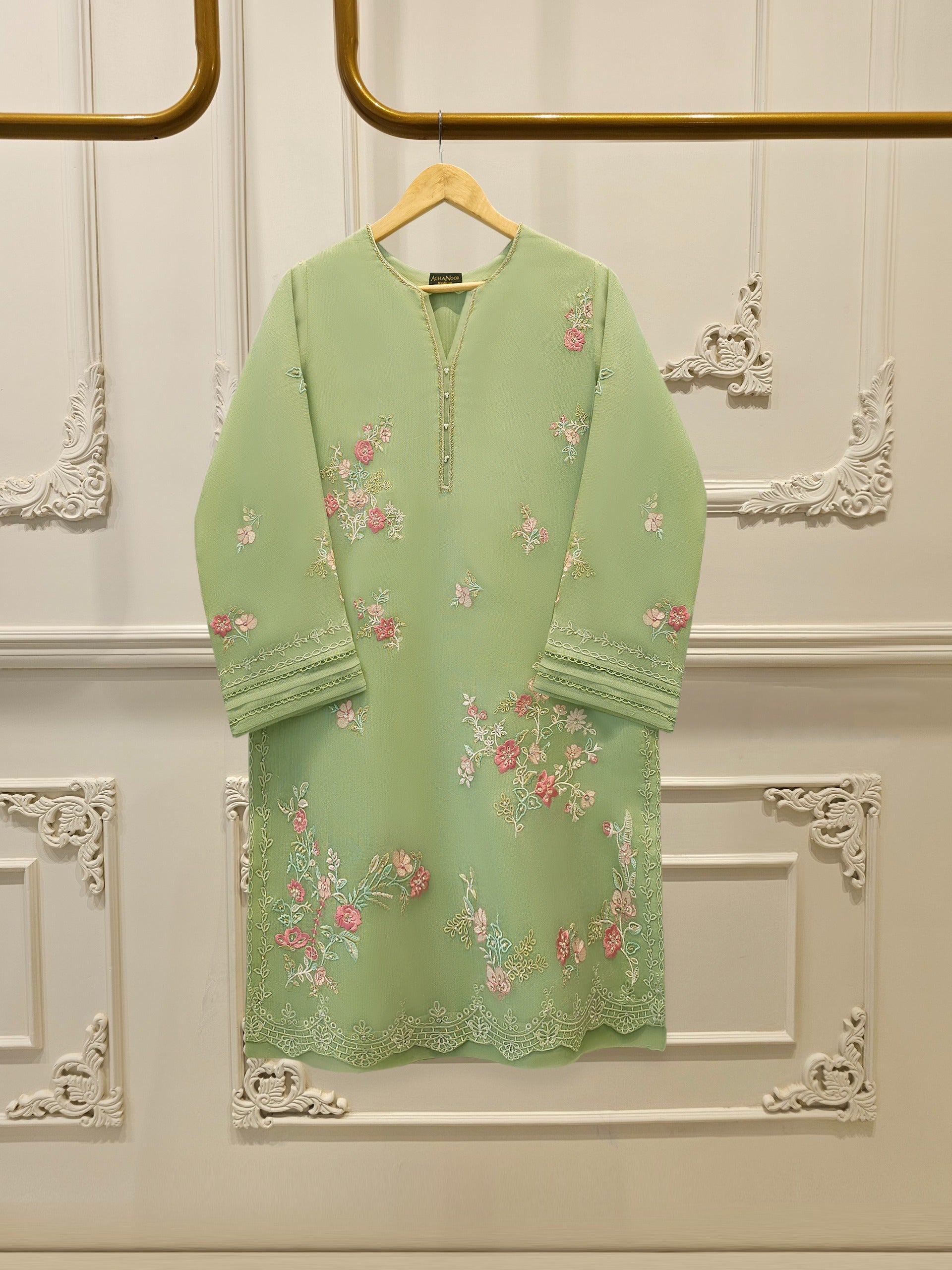 2 Piece - Pure Embroidered Cotton Net Suit S112374