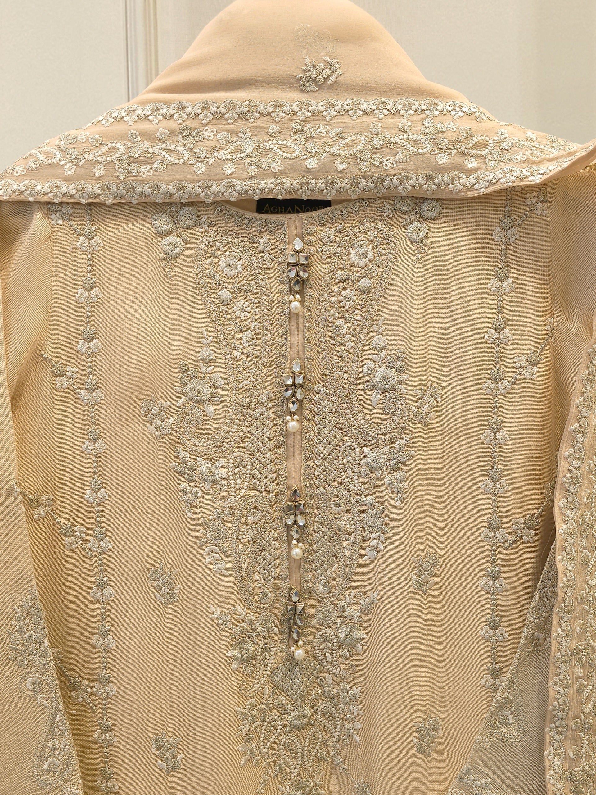 3 Piece - Pure Embroidered Cotton Net Suit S112383