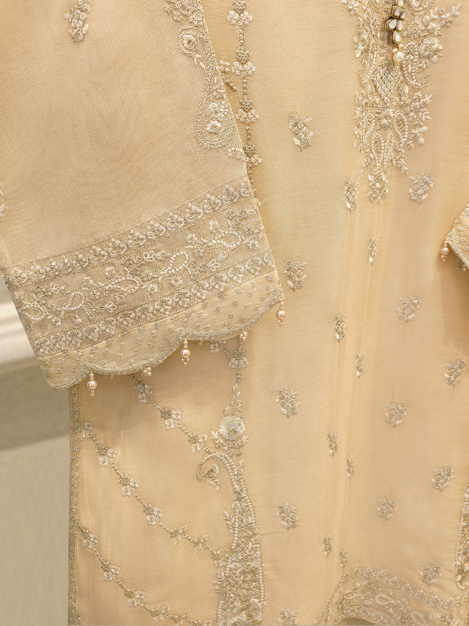 3 Piece - Pure Embroidered Cotton Net Suit S112383