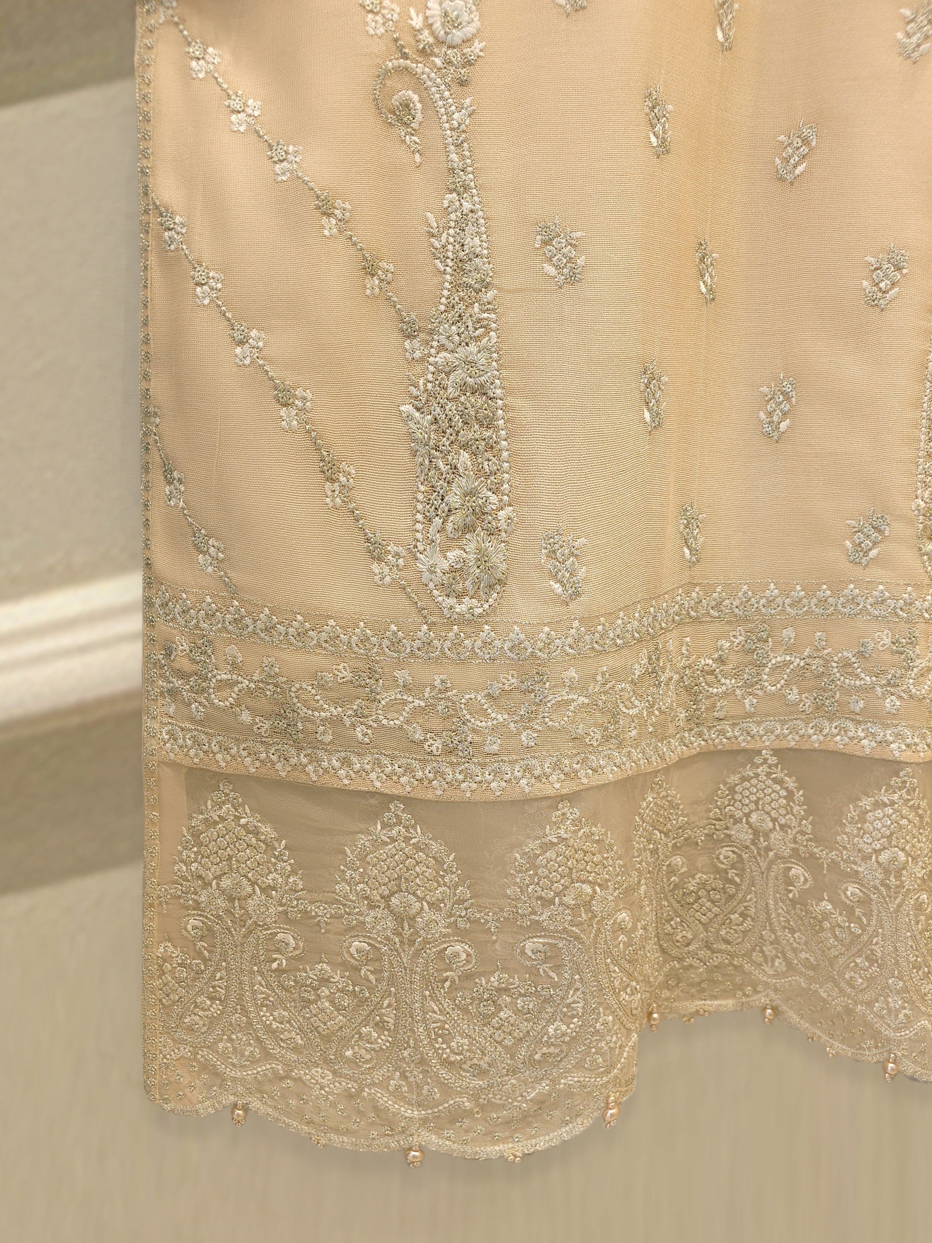 3 Piece - Pure Embroidered Cotton Net Suit S112383