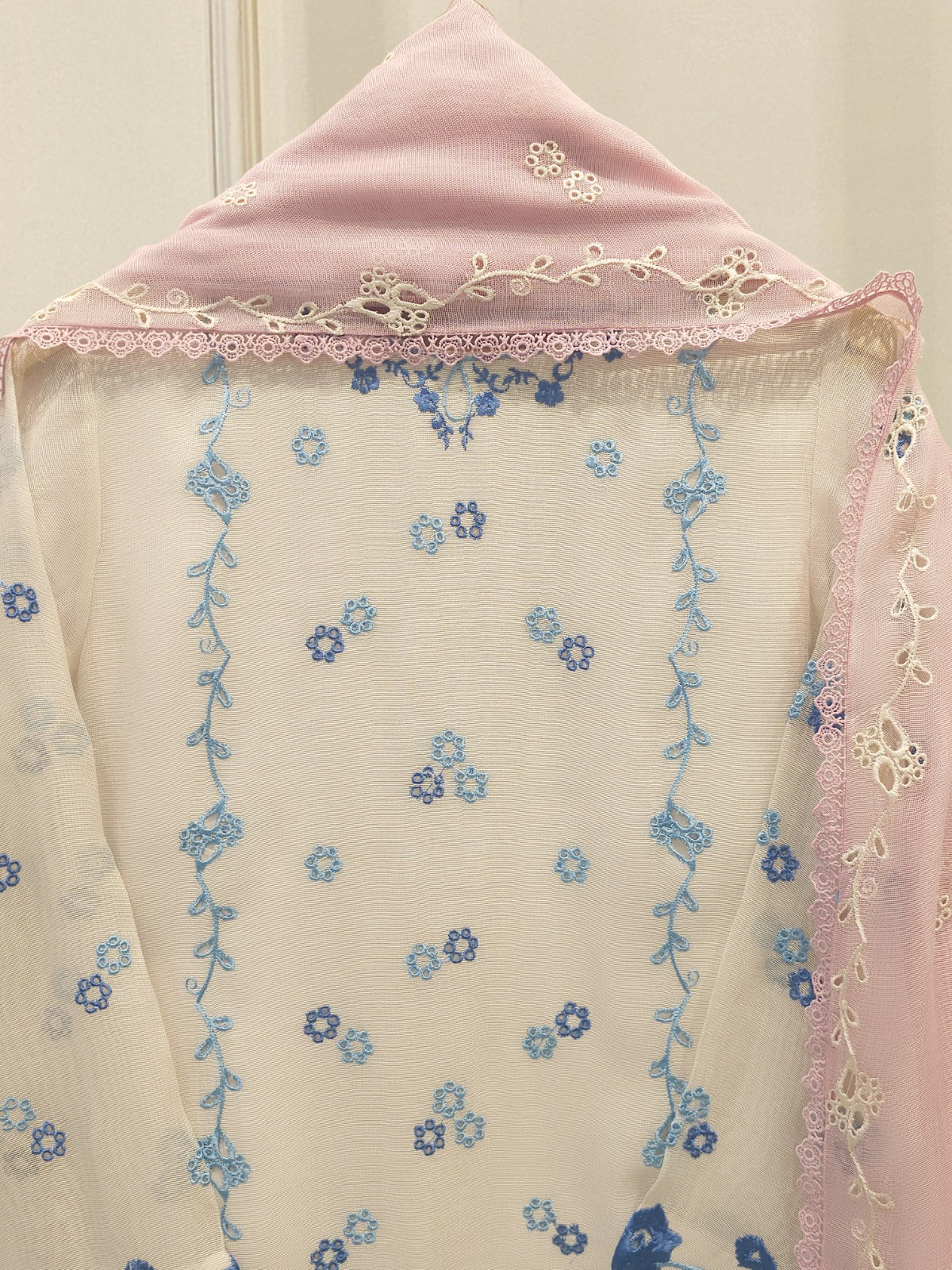 3 Piece - Pure Embroidered Cotton Net Suit S112397