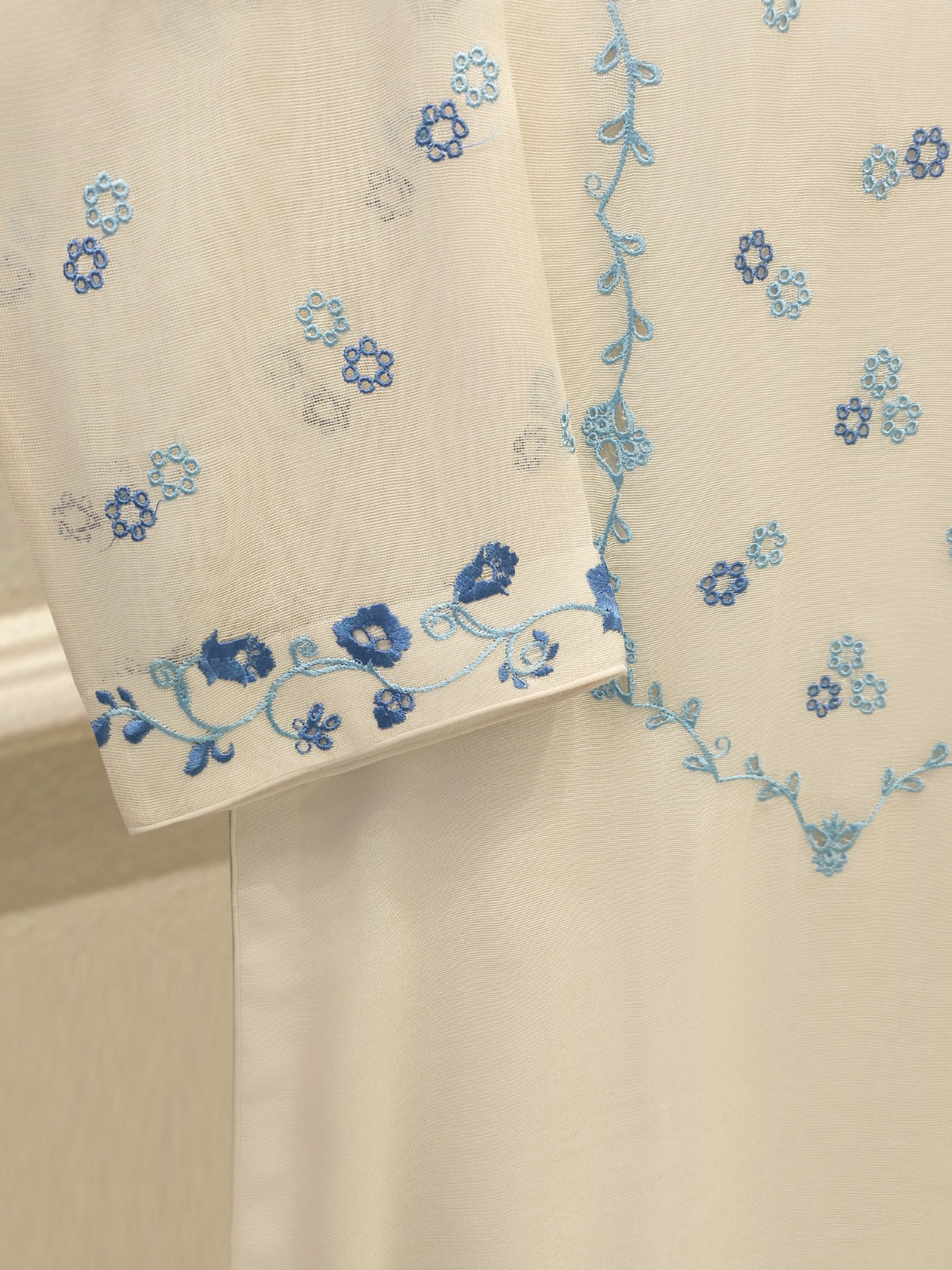 3 Piece - Pure Embroidered Cotton Net Suit S112397