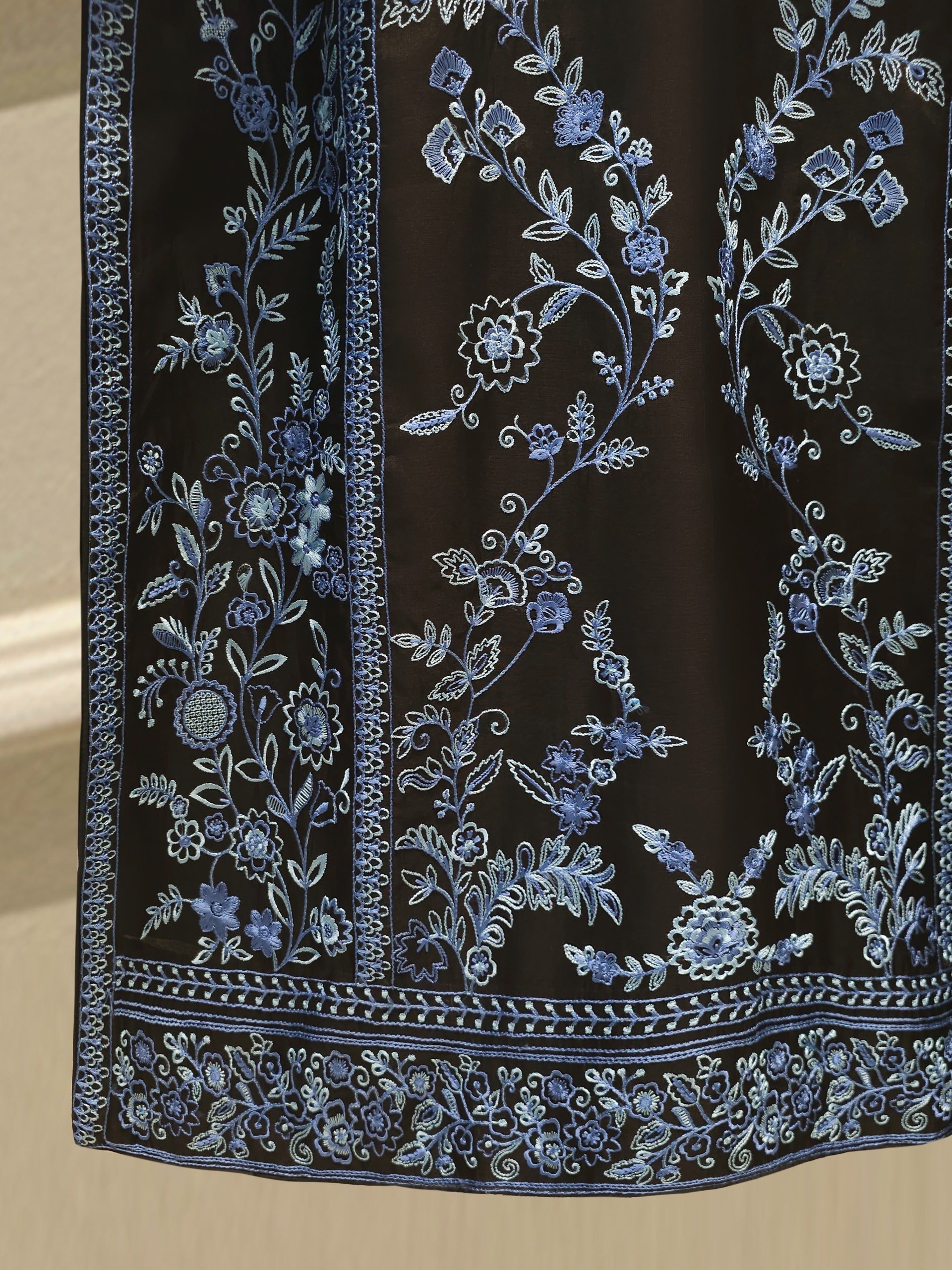 3 Piece - Pure Organza Embroidered Suit S112401