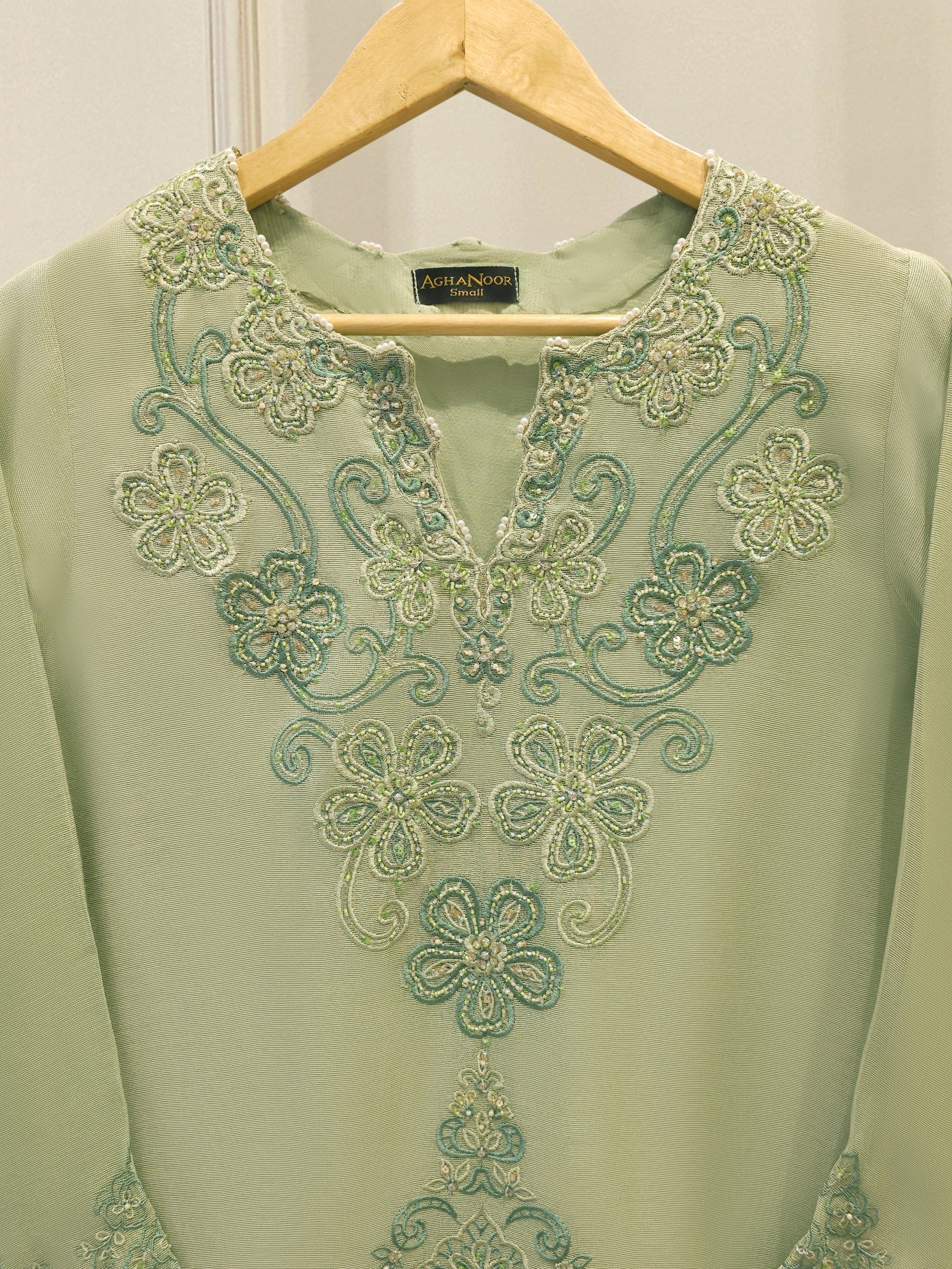 2 Piece - Pure Embroidered Cotton Net Suit S112394