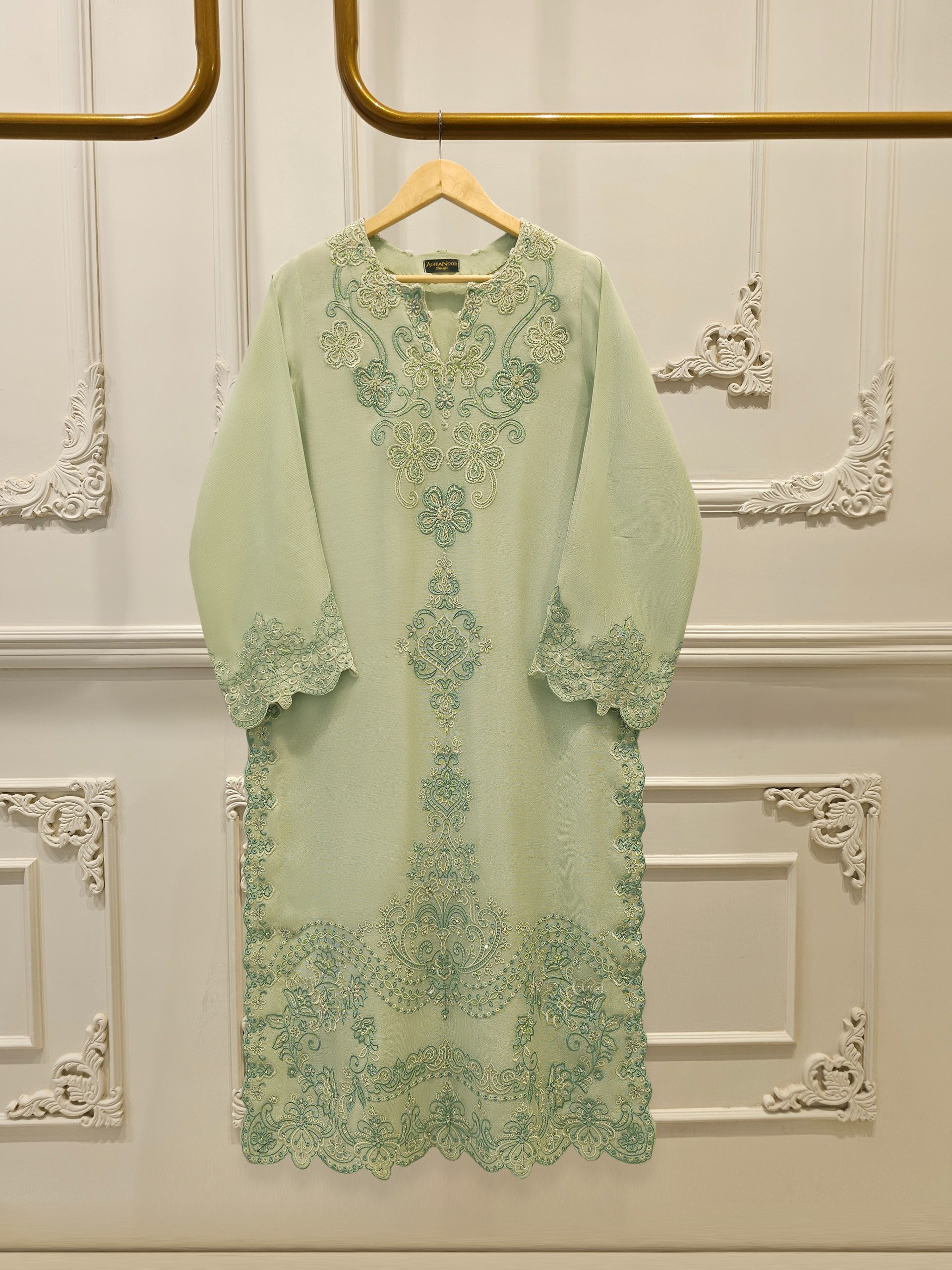 2 Piece - Pure Embroidered Cotton Net Suit S112394