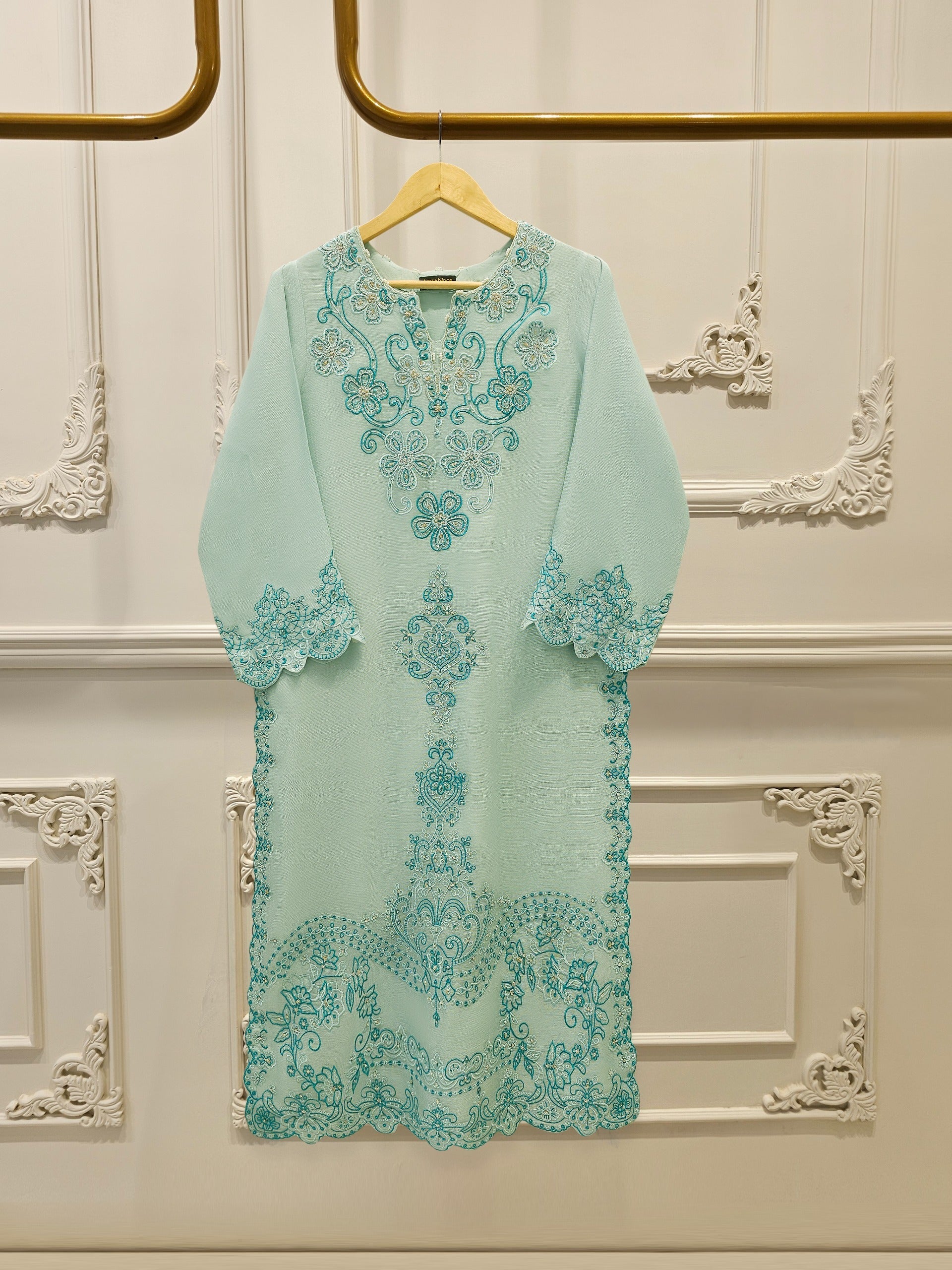 2 Piece - Pure Embroidered Cotton Net Suit S112393