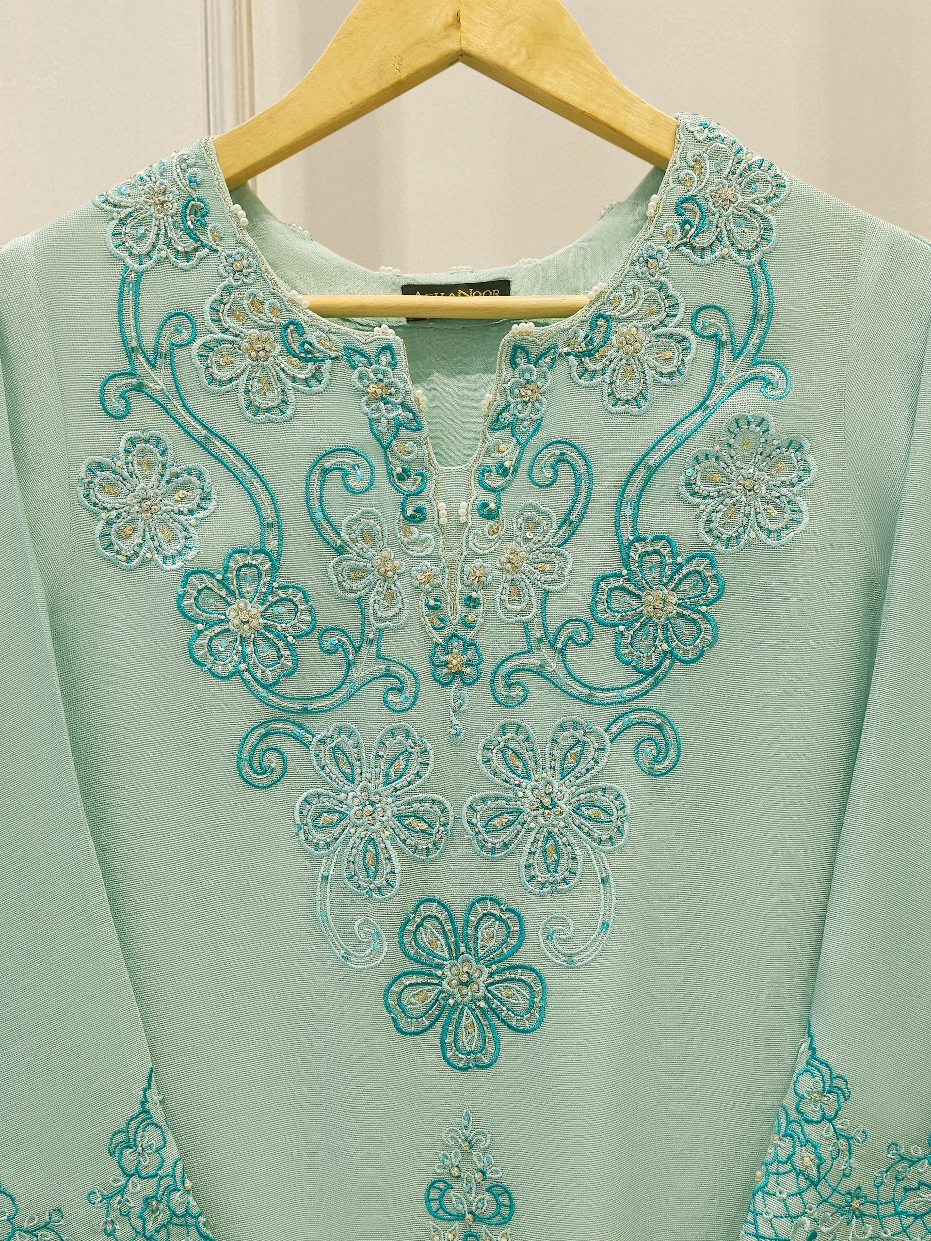 2 Piece - Pure Embroidered Cotton Net Suit S112393